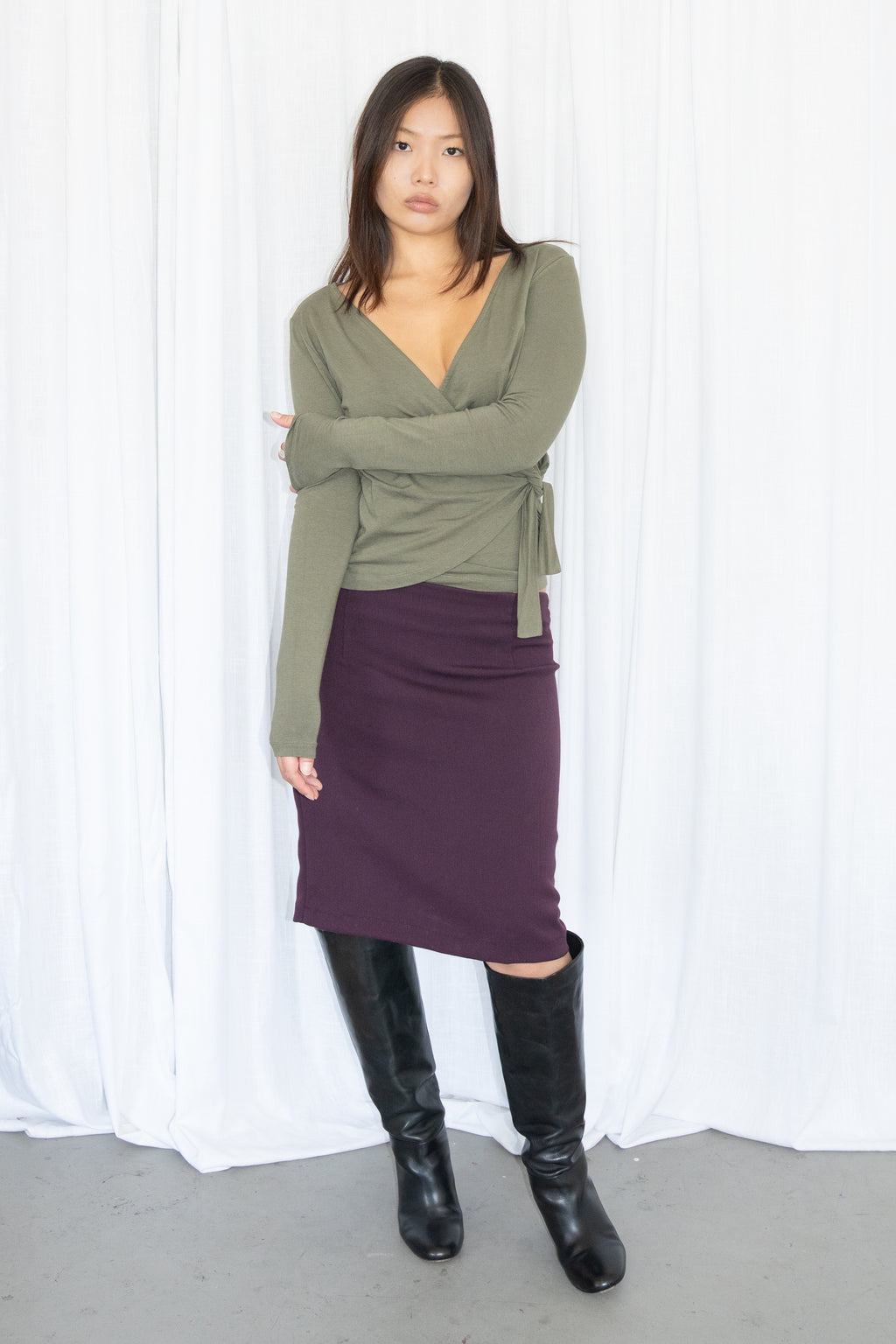 Green Wrap Top - Size M