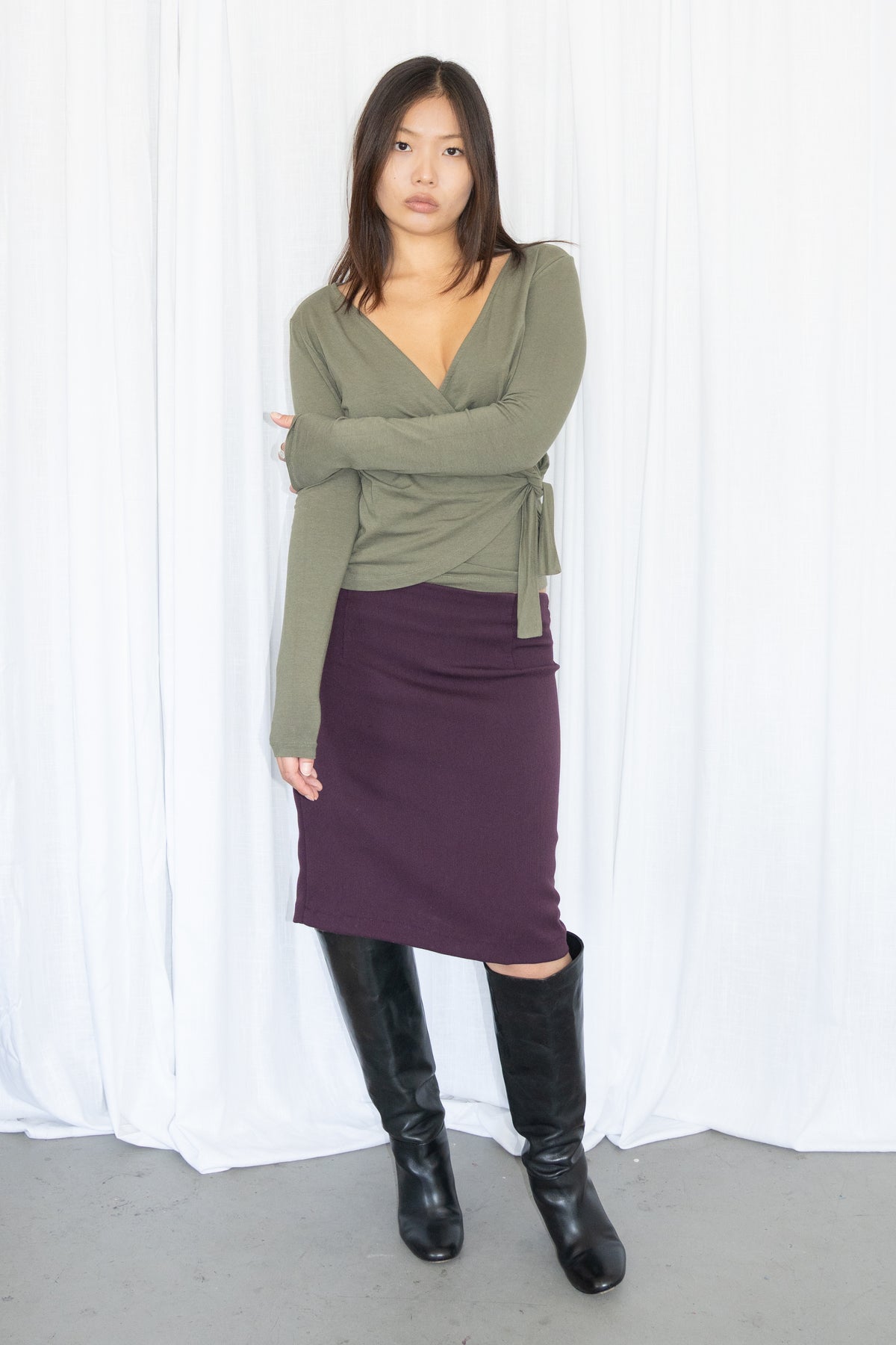 Green Wrap Top - Size M