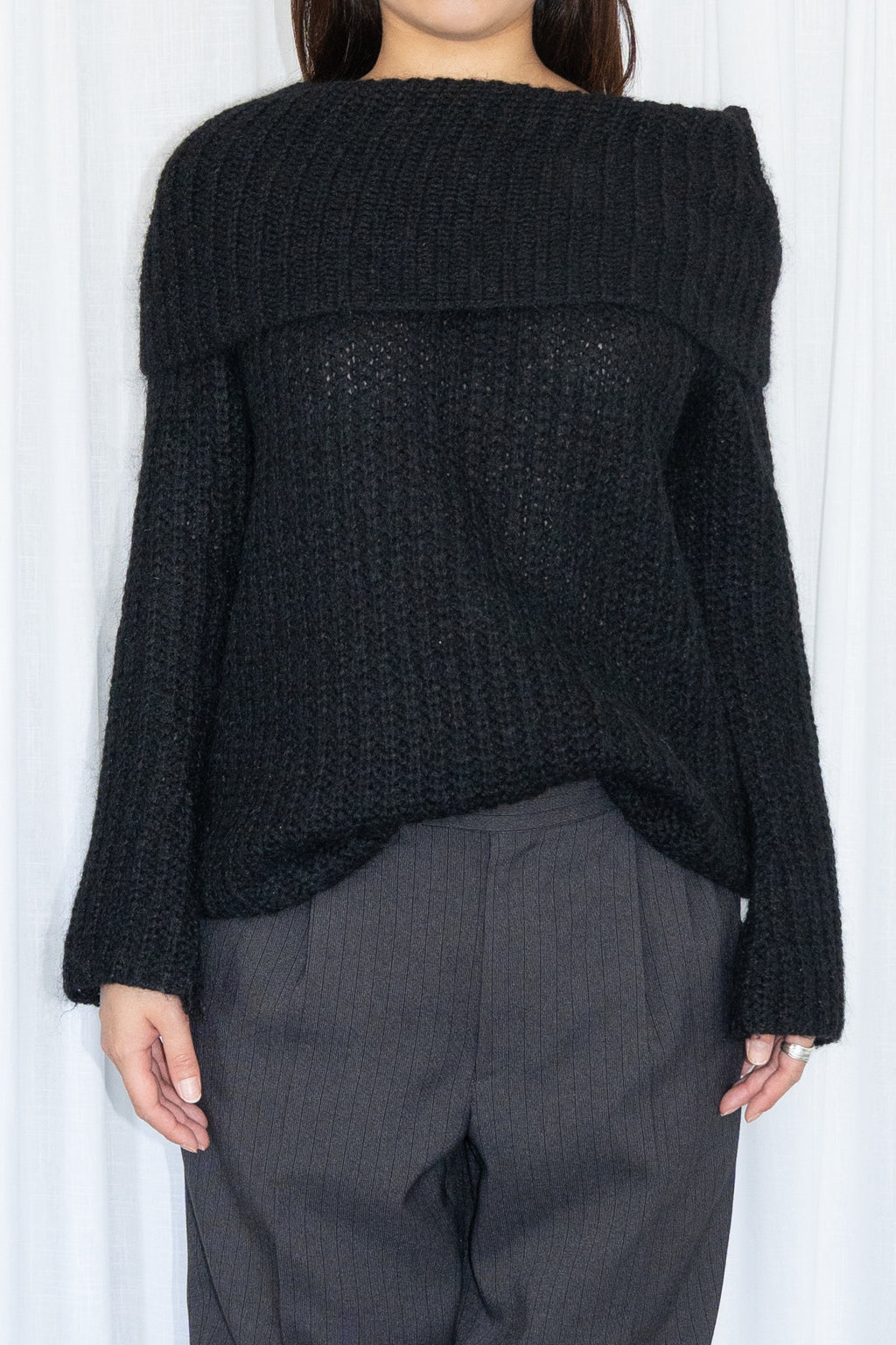 Black Sweater 20% Mohair 15% Wool - Size S/M