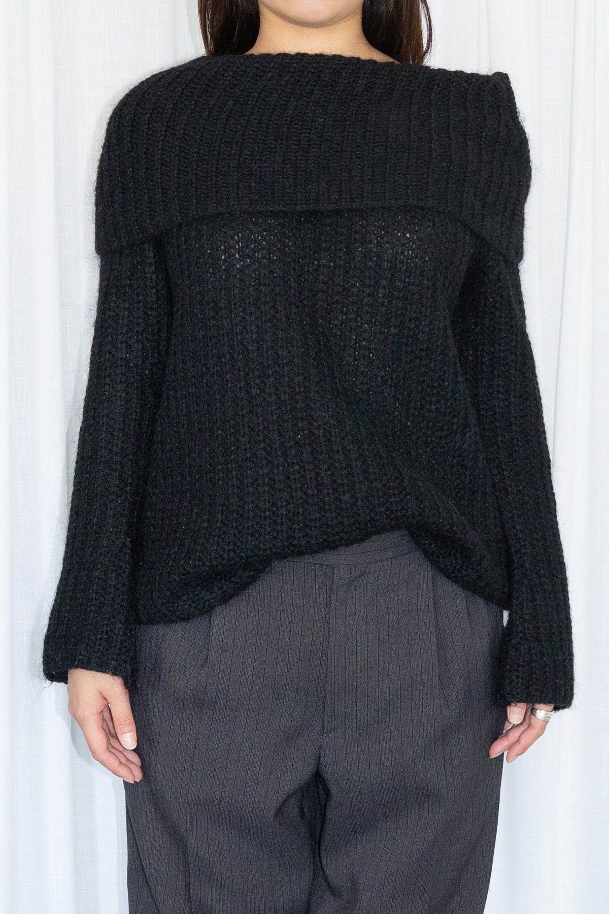 Black Sweater 20% Mohair 15% Wool - Size S/M