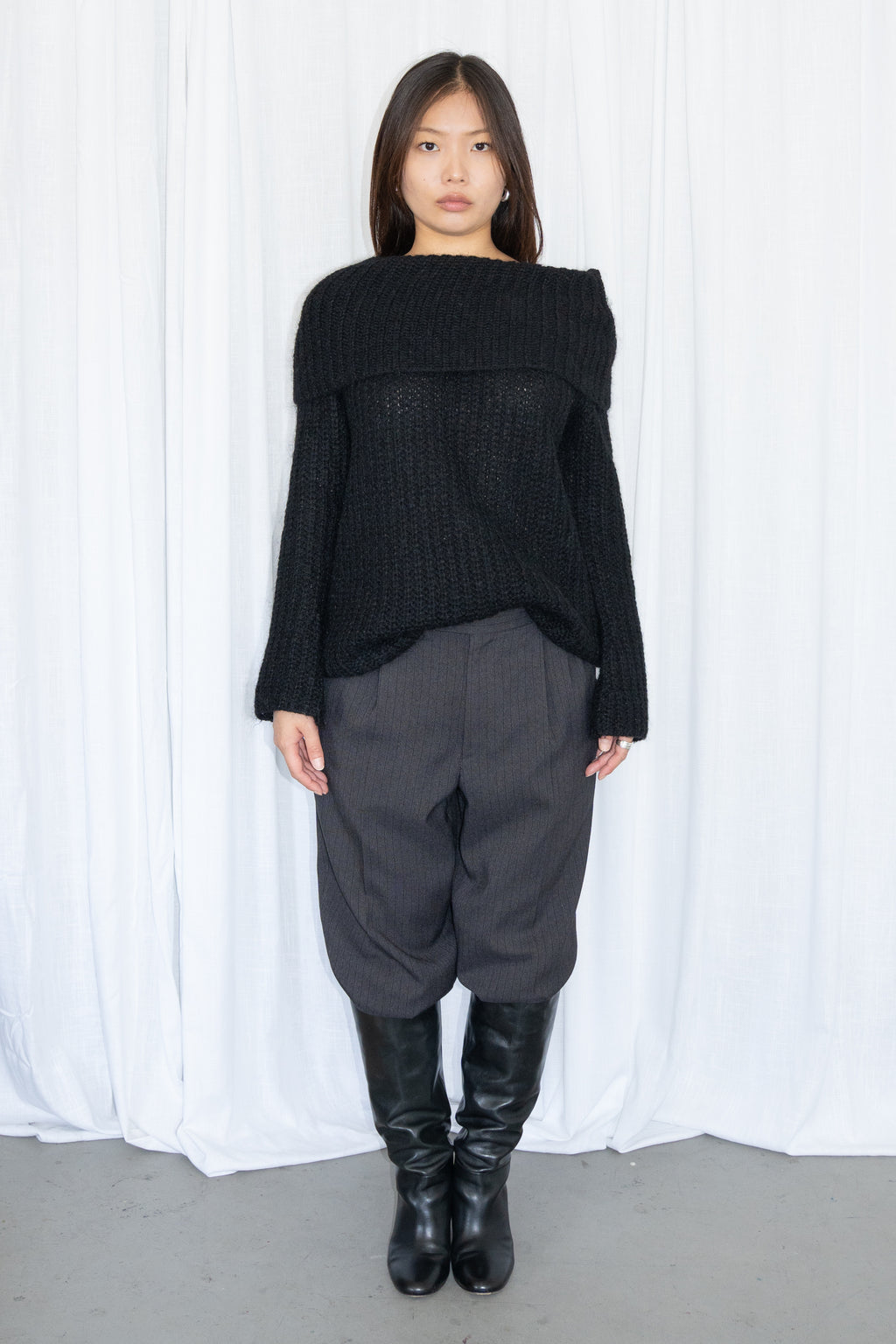 Black Sweater 20% Mohair 15% Wool - Size S/M