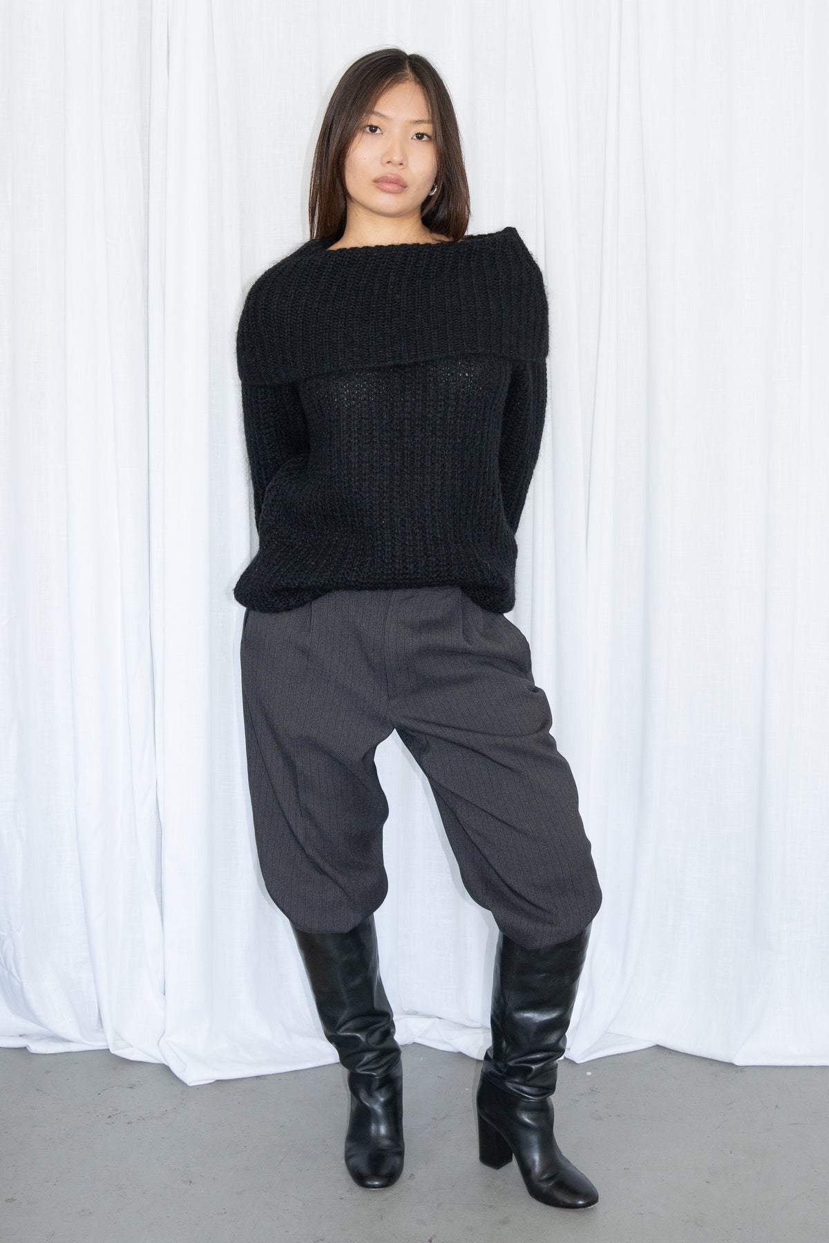 Black Sweater 20% Mohair 15% Wool - Size S/M