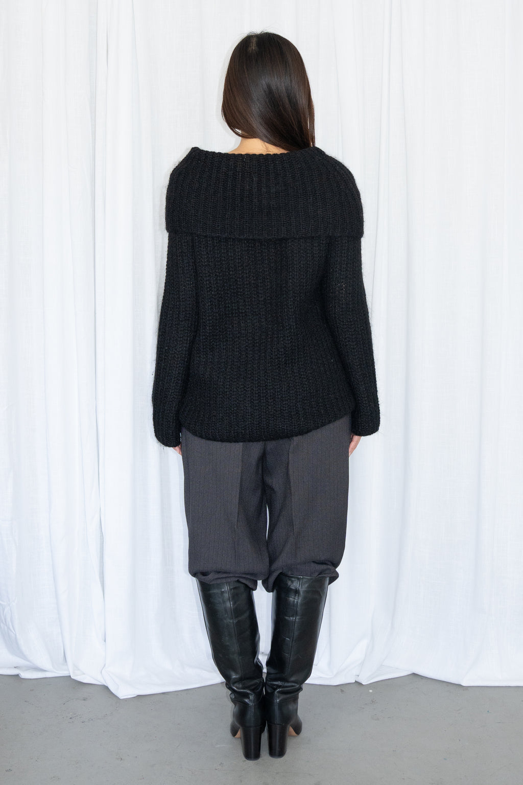 Black Sweater 20% Mohair 15% Wool - Size S/M