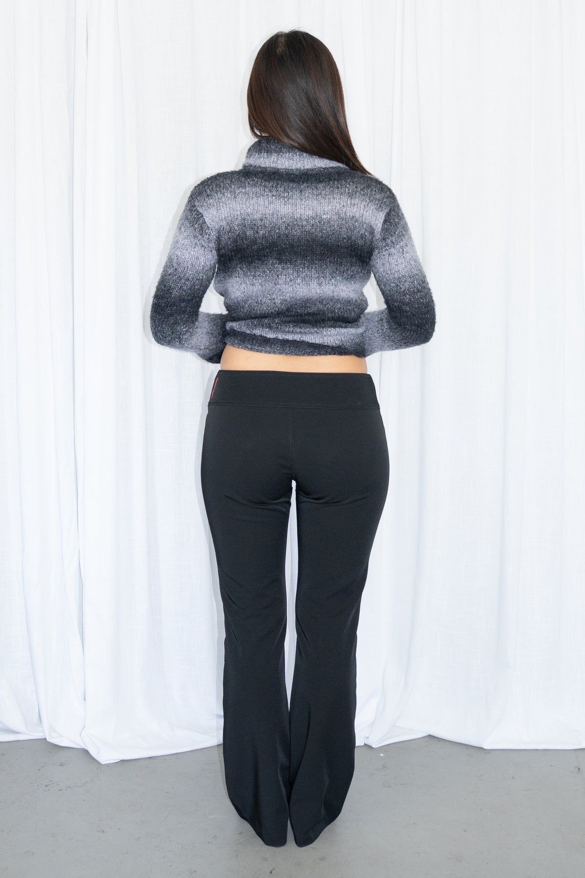 Black/White Ombre Turtleneck Knit Sweater Wool - Size S/M
