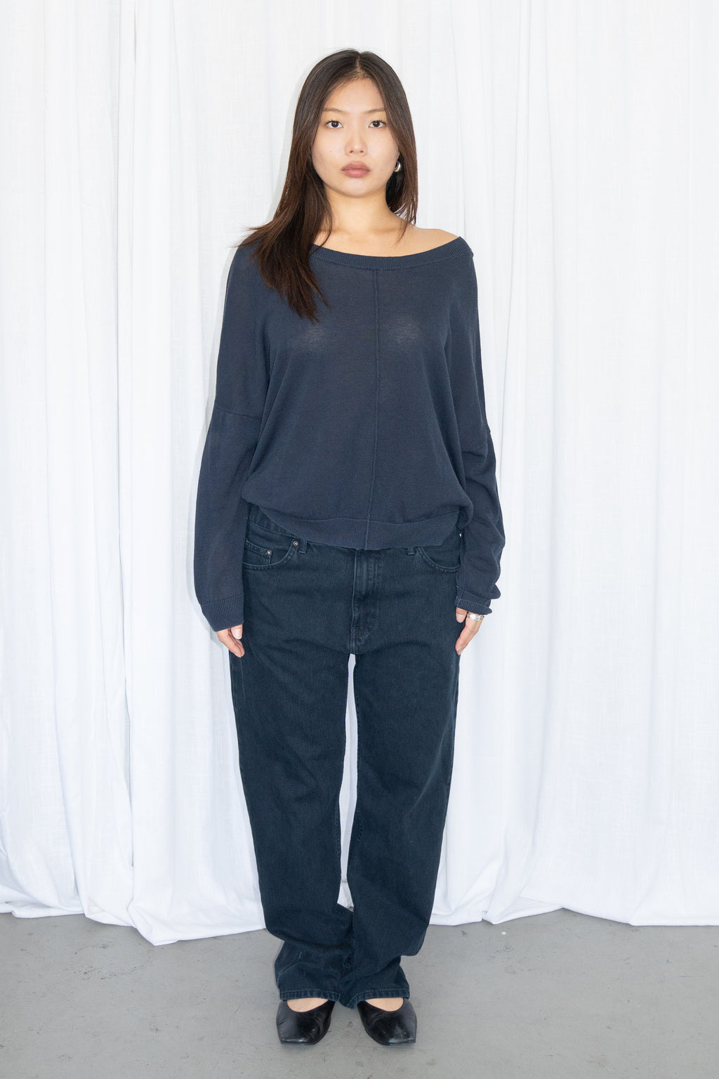 Dark Blue/Black Straight-Leg Jeans - Size L