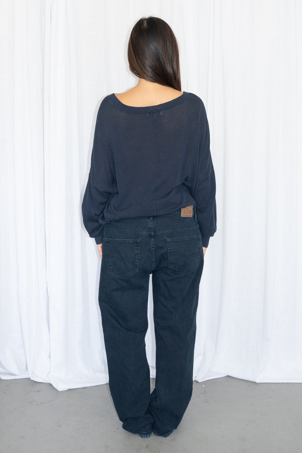 Dark Blue/Black Straight-Leg Jeans - Size L