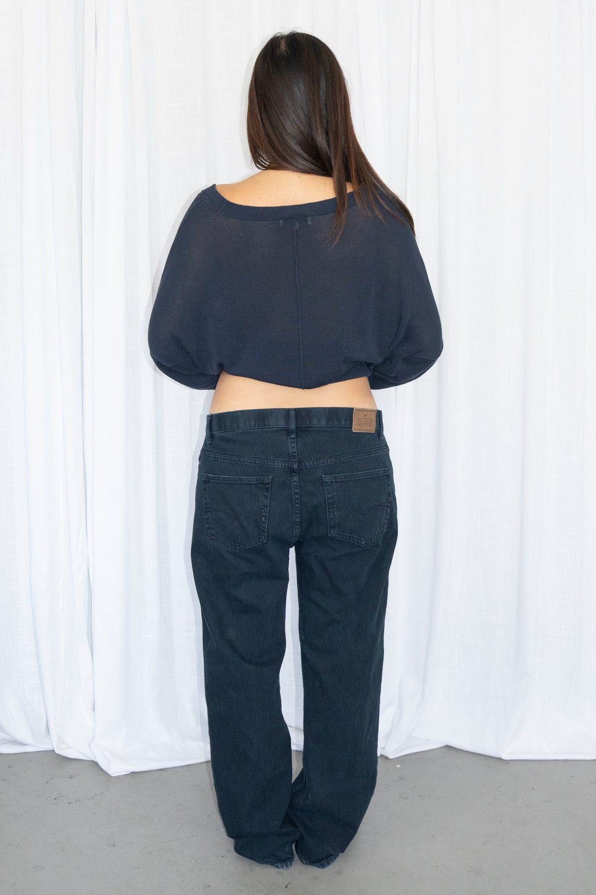 Dark Blue/Black Straight-Leg Jeans - Size L