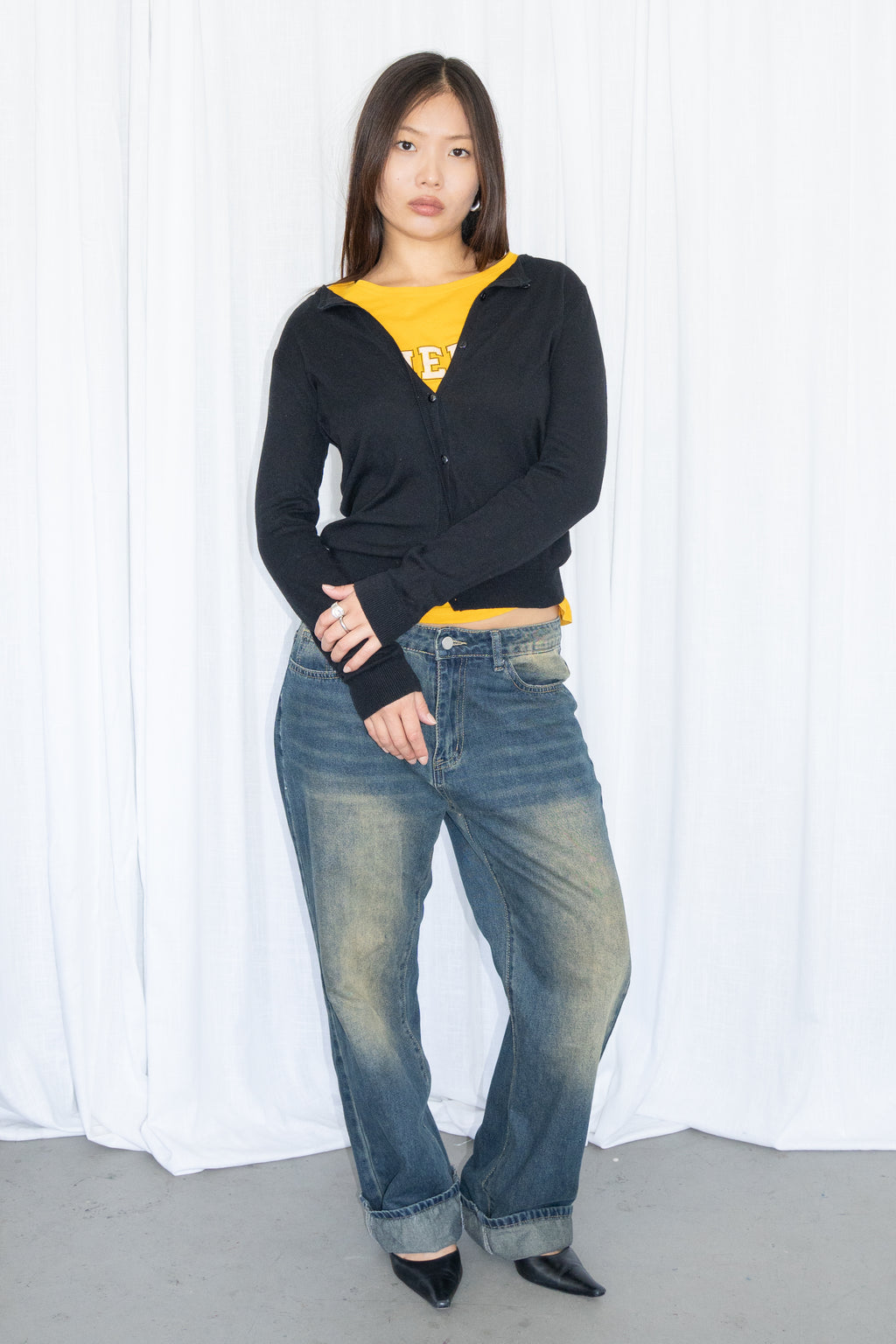 Black Button-Up Cardigan - Size S