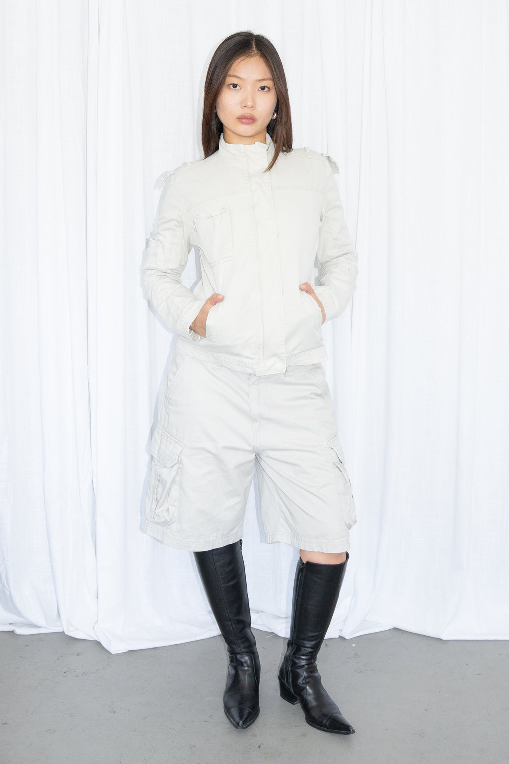 Off-White High-Neck Military Jacket - Size M