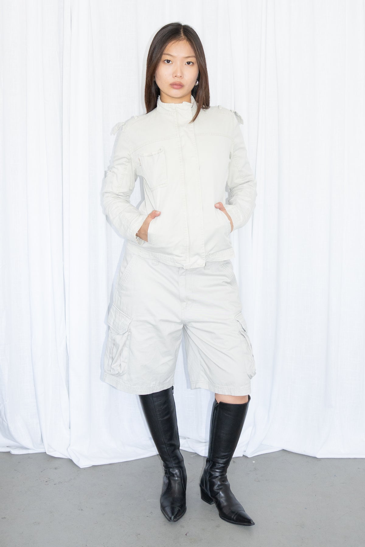 Off-White High-Neck Military Jacket - Size M
