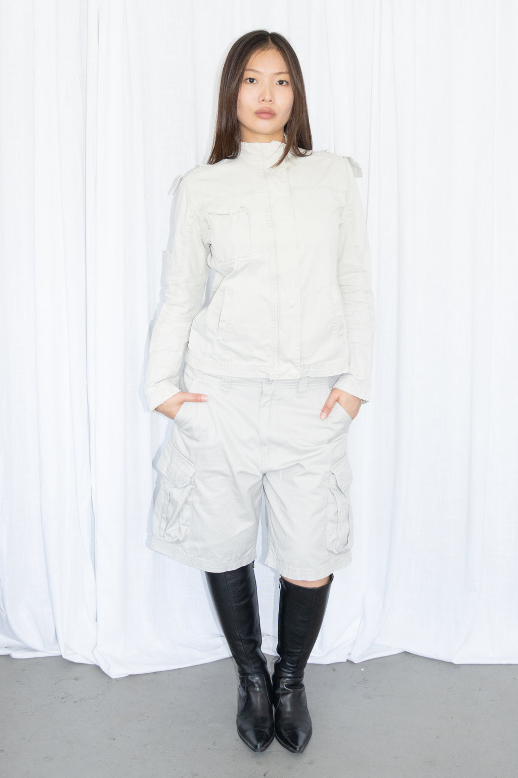 Off-White High-Neck Military Jacket - Size M