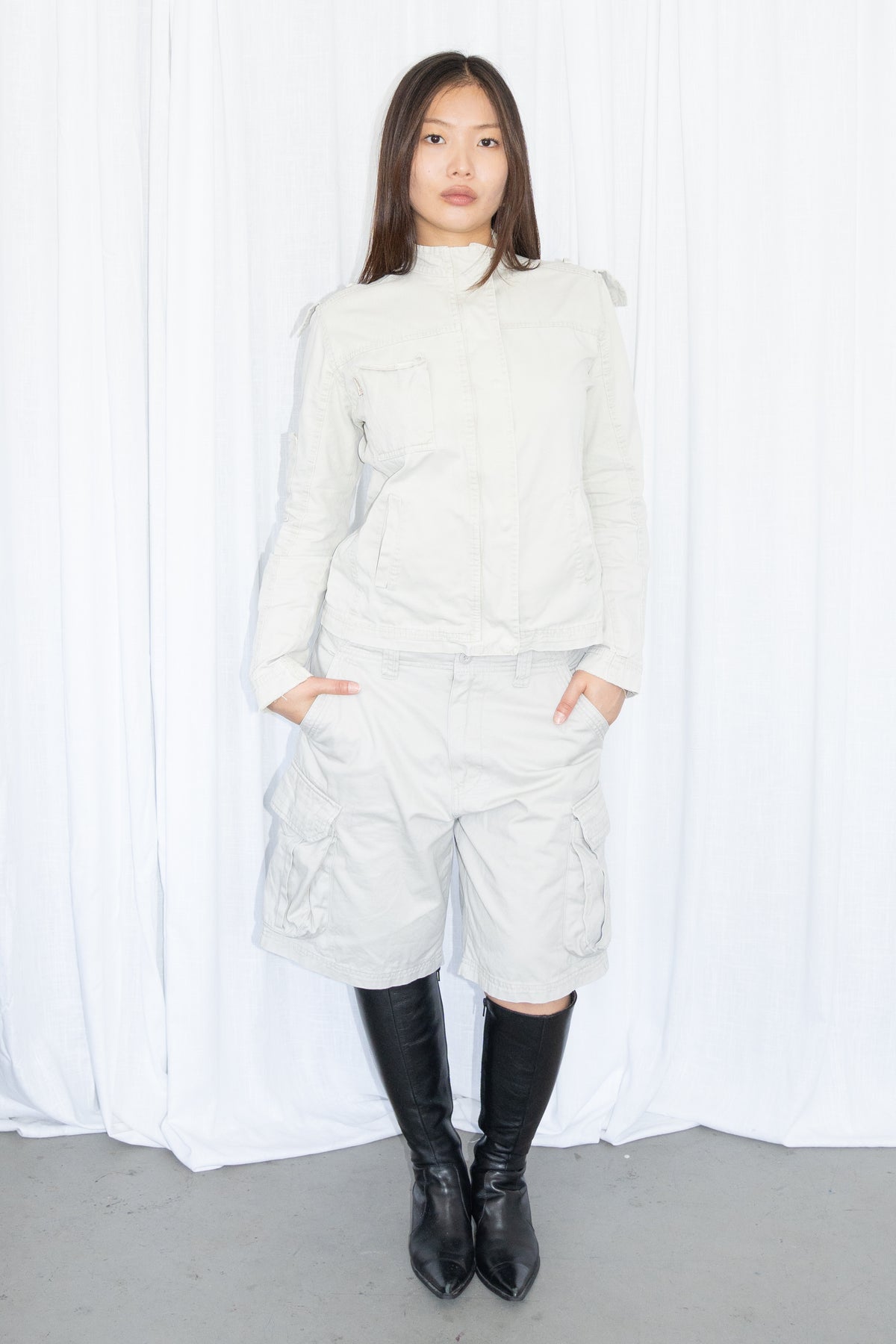 Off-White High-Neck Military Jacket - Size M