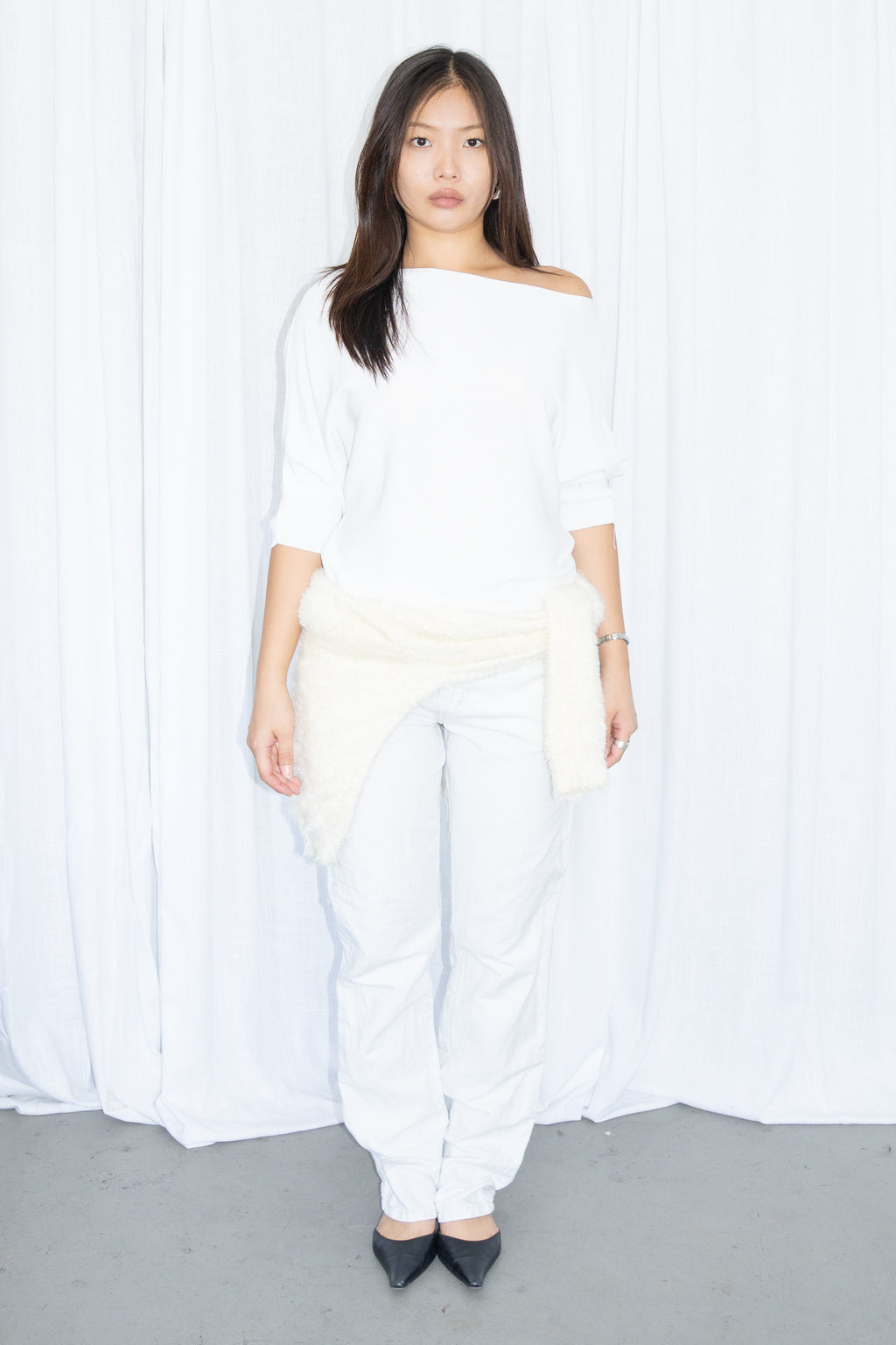 White Off-Shoulder Top - Size S