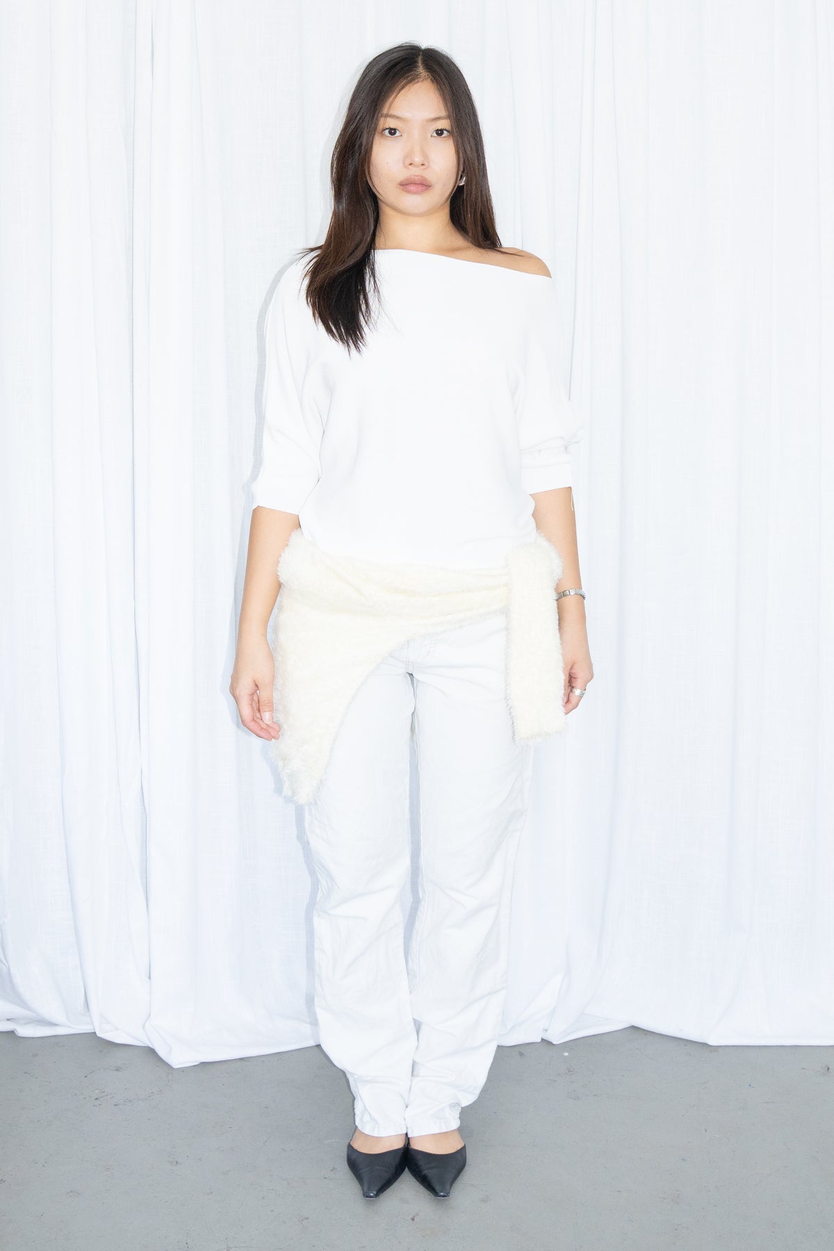 White Off-Shoulder Top - Size S