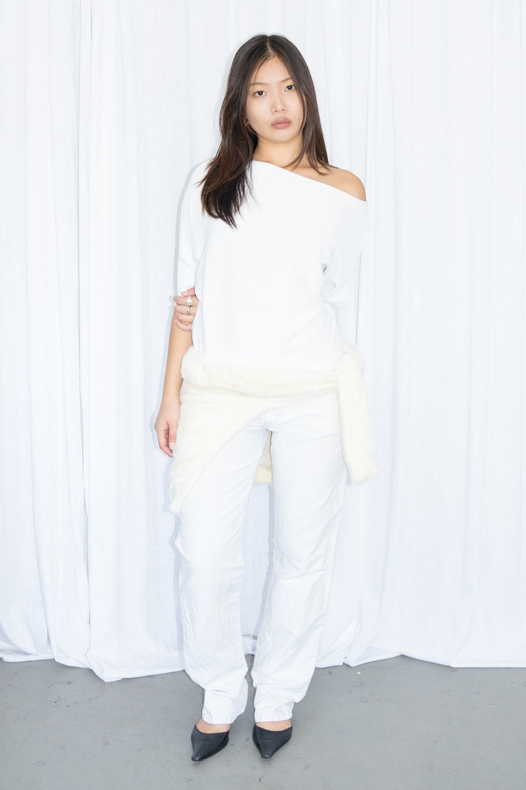 White Off-Shoulder Top - Size S