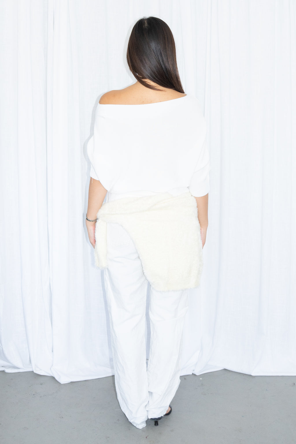 White Off-Shoulder Top - Size S