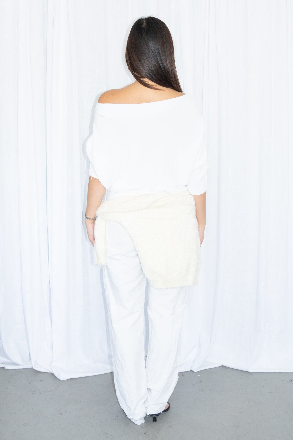 White Off-Shoulder Top - Size S
