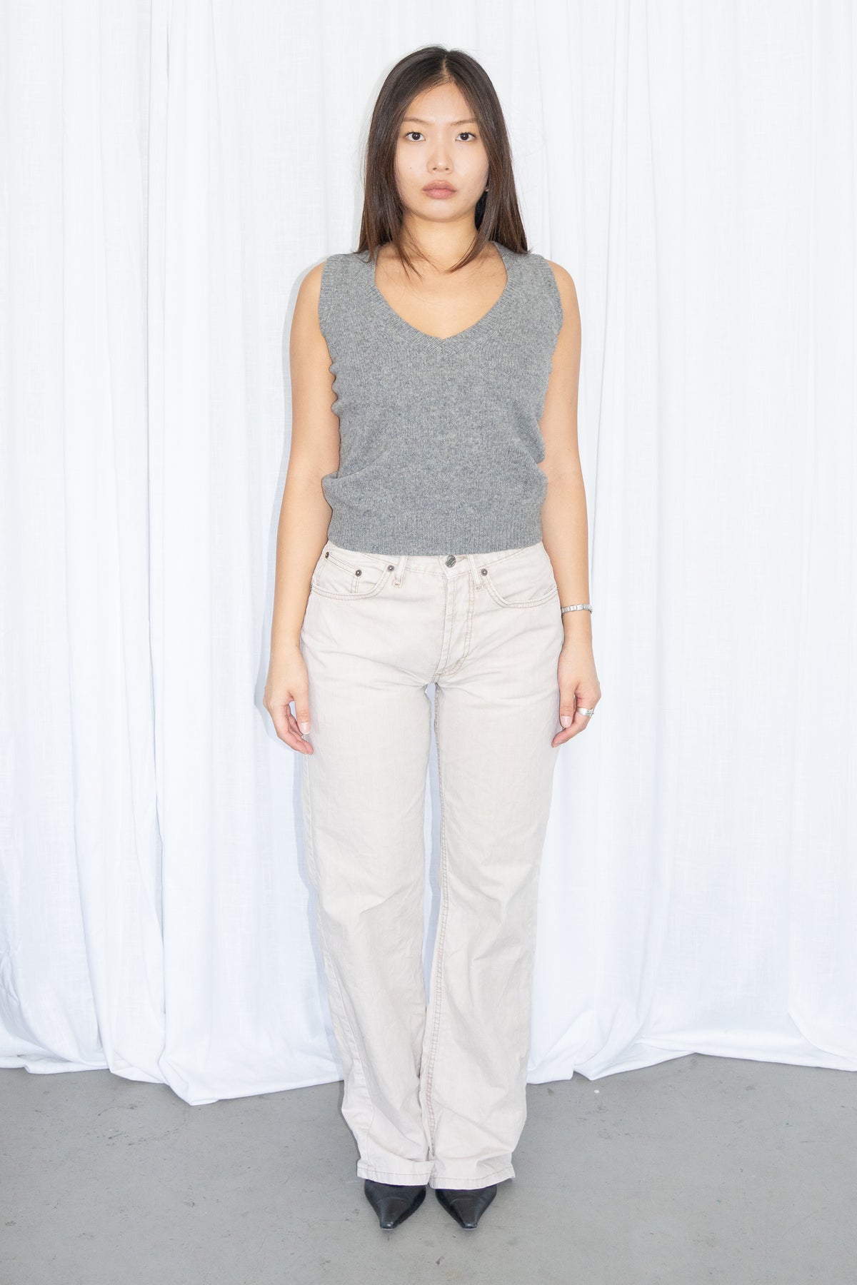 Beige High Waist Jeans - Size S/M