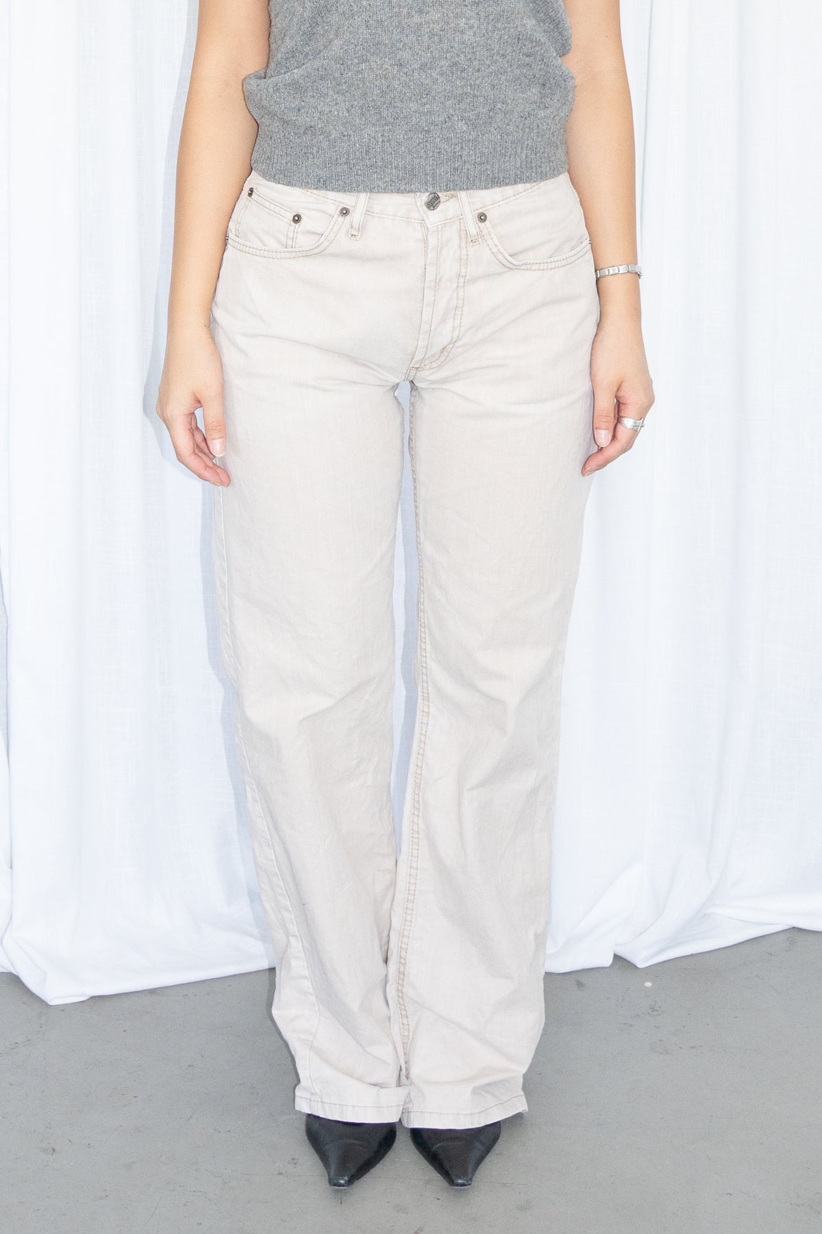 Beige High Waist Jeans - Size S/M