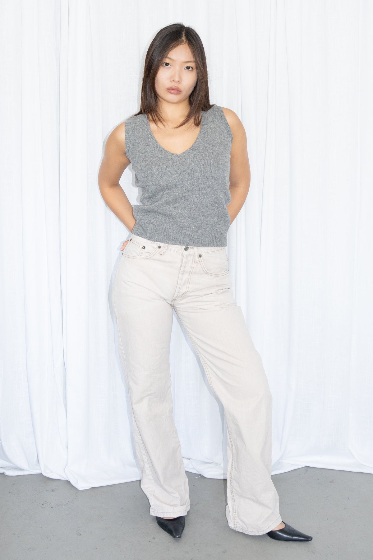 Beige High Waist Jeans - Size S/M