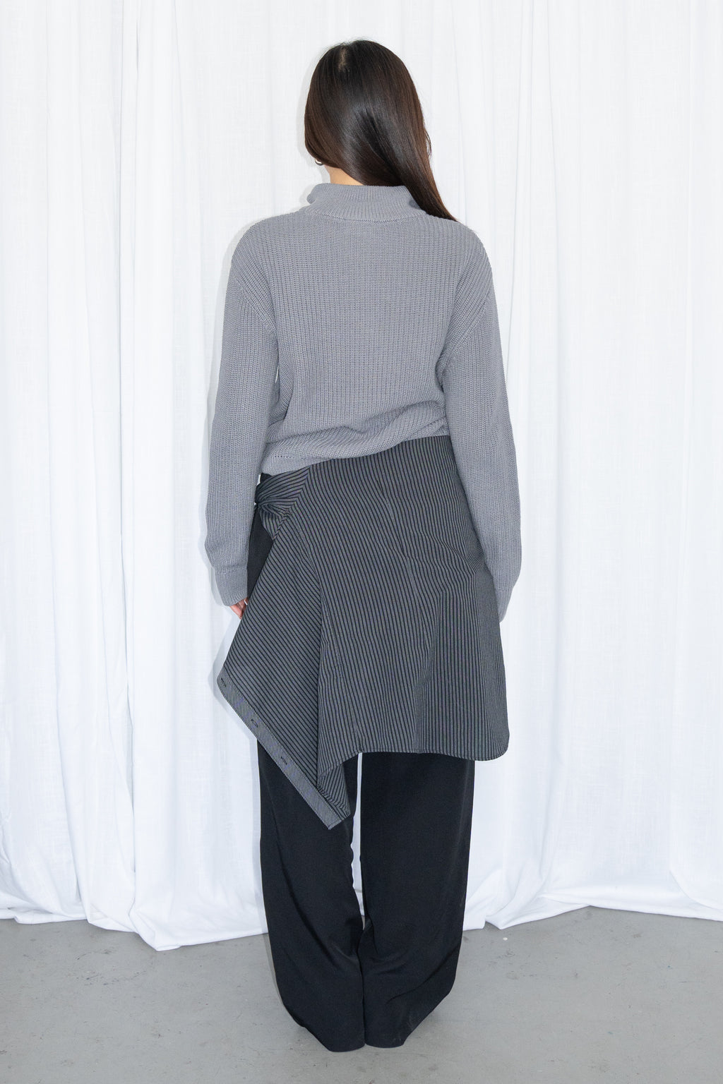 Grey Half-Zip Knit Sweater 50% Cotton - Size M
