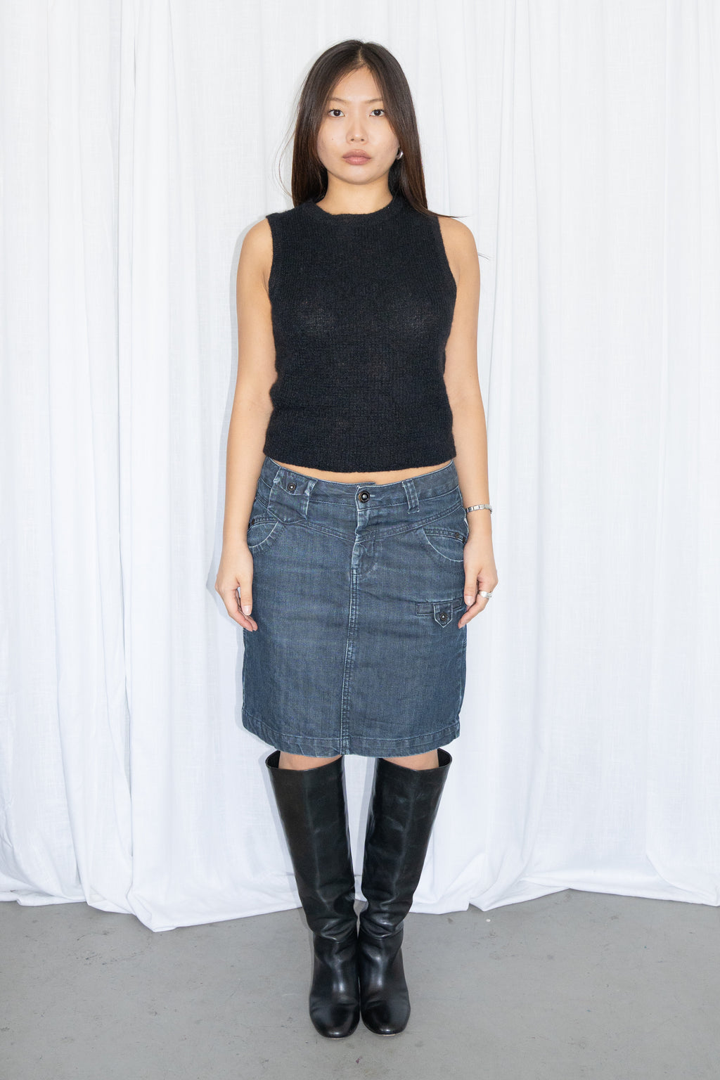 Blue Midi Straight Skirt - Size M