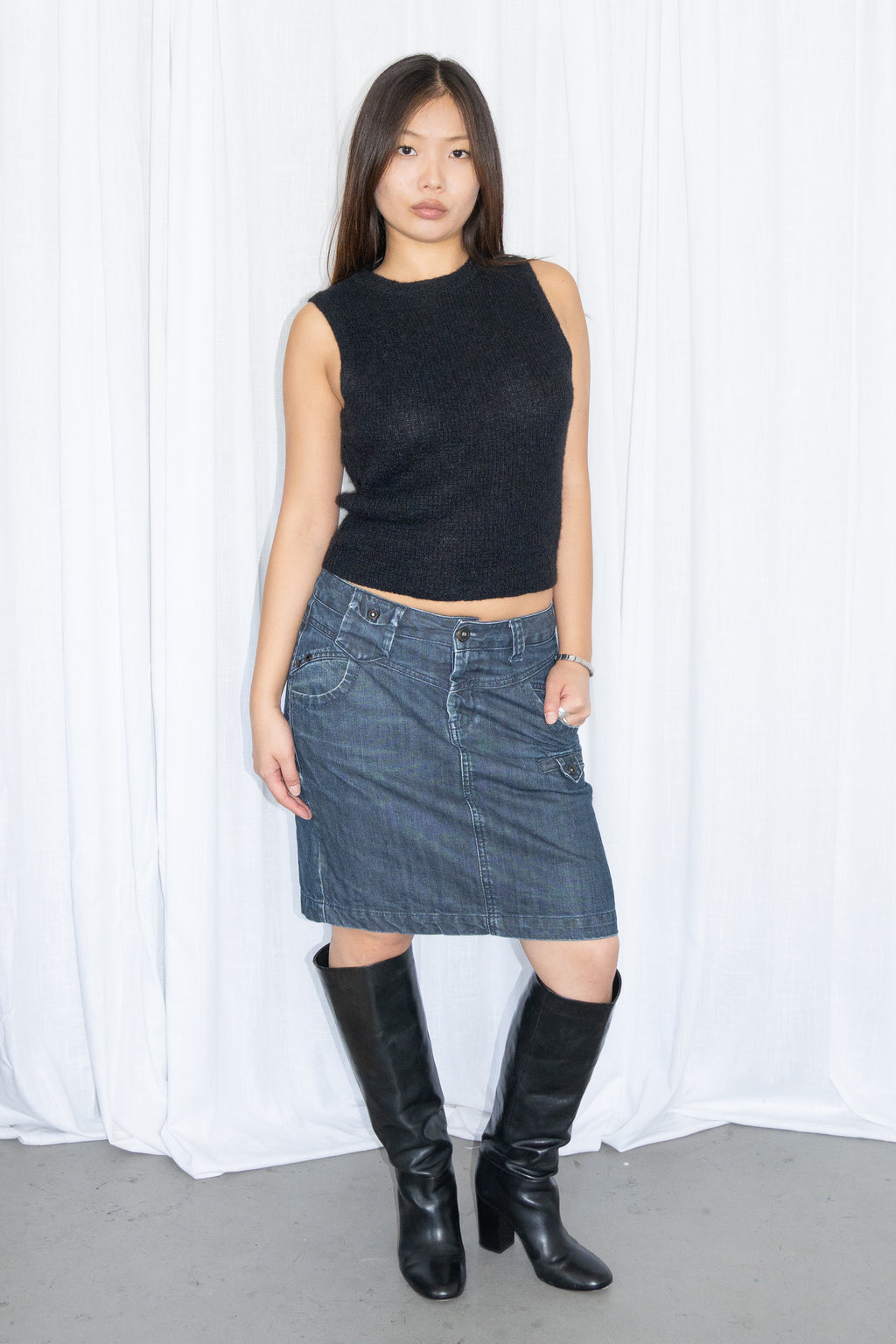 Blue Midi Straight Skirt - Size M