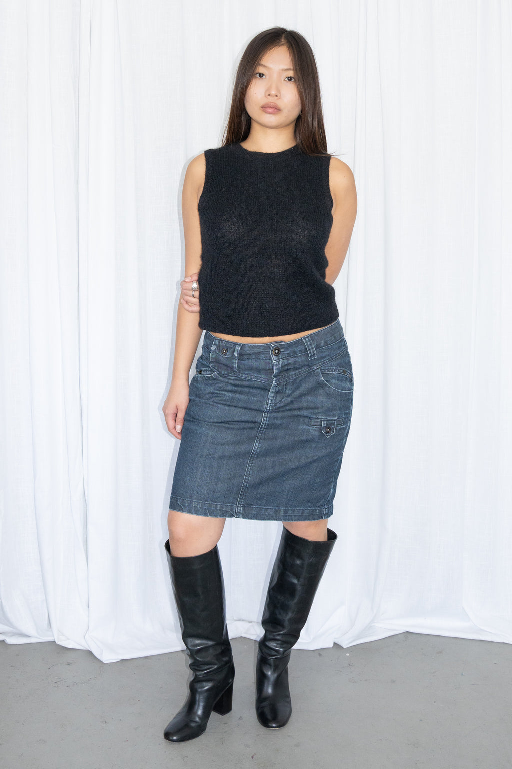 Blue Midi Straight Skirt - Size M