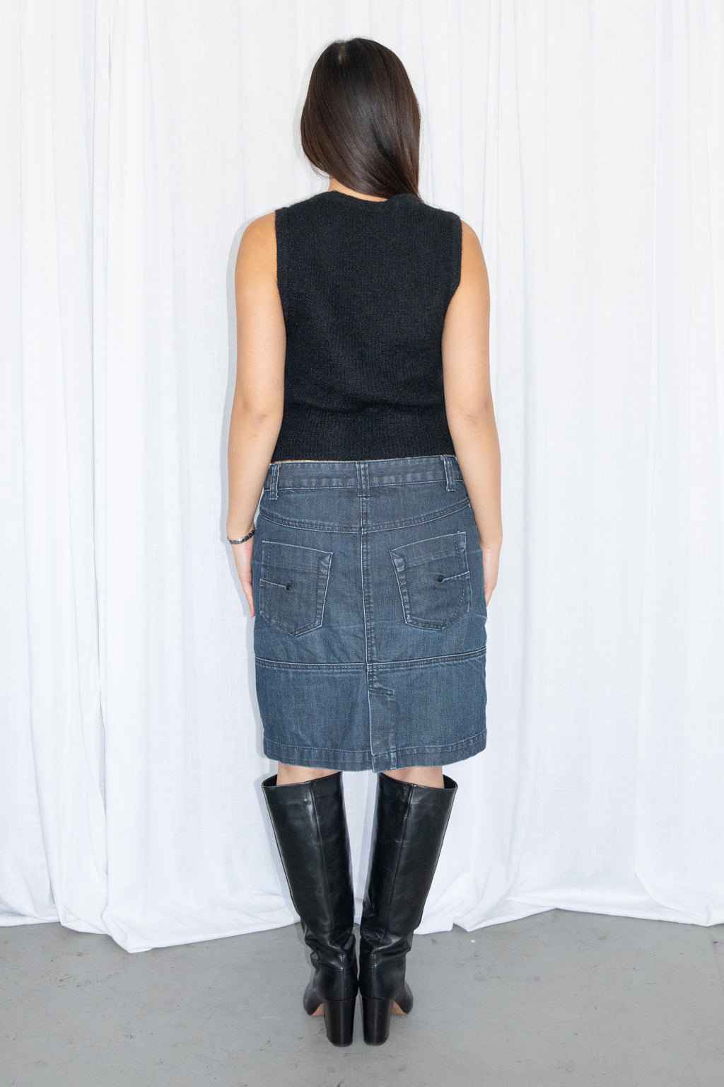Blue Midi Straight Skirt - Size M