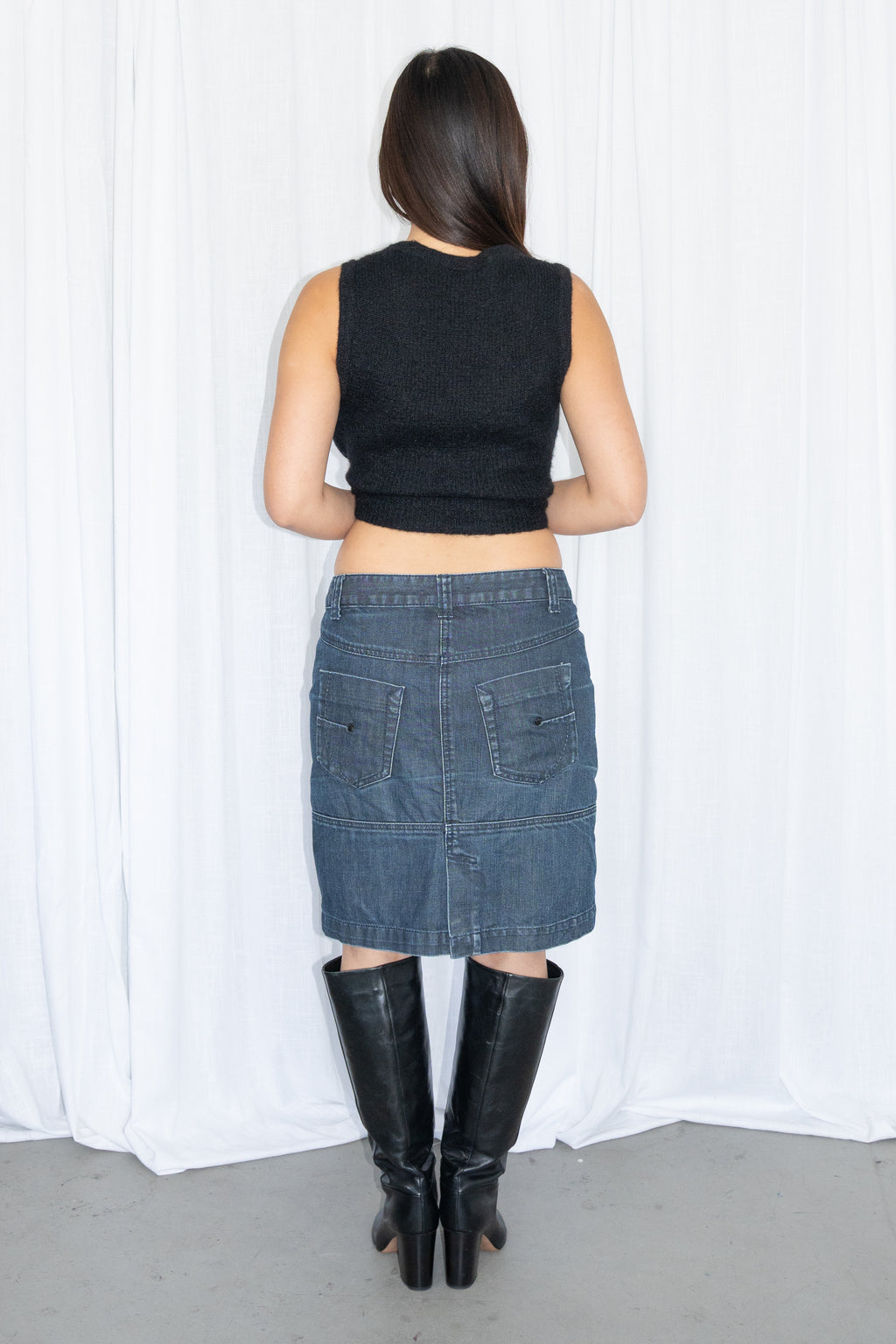 Blue Midi Straight Skirt - Size M
