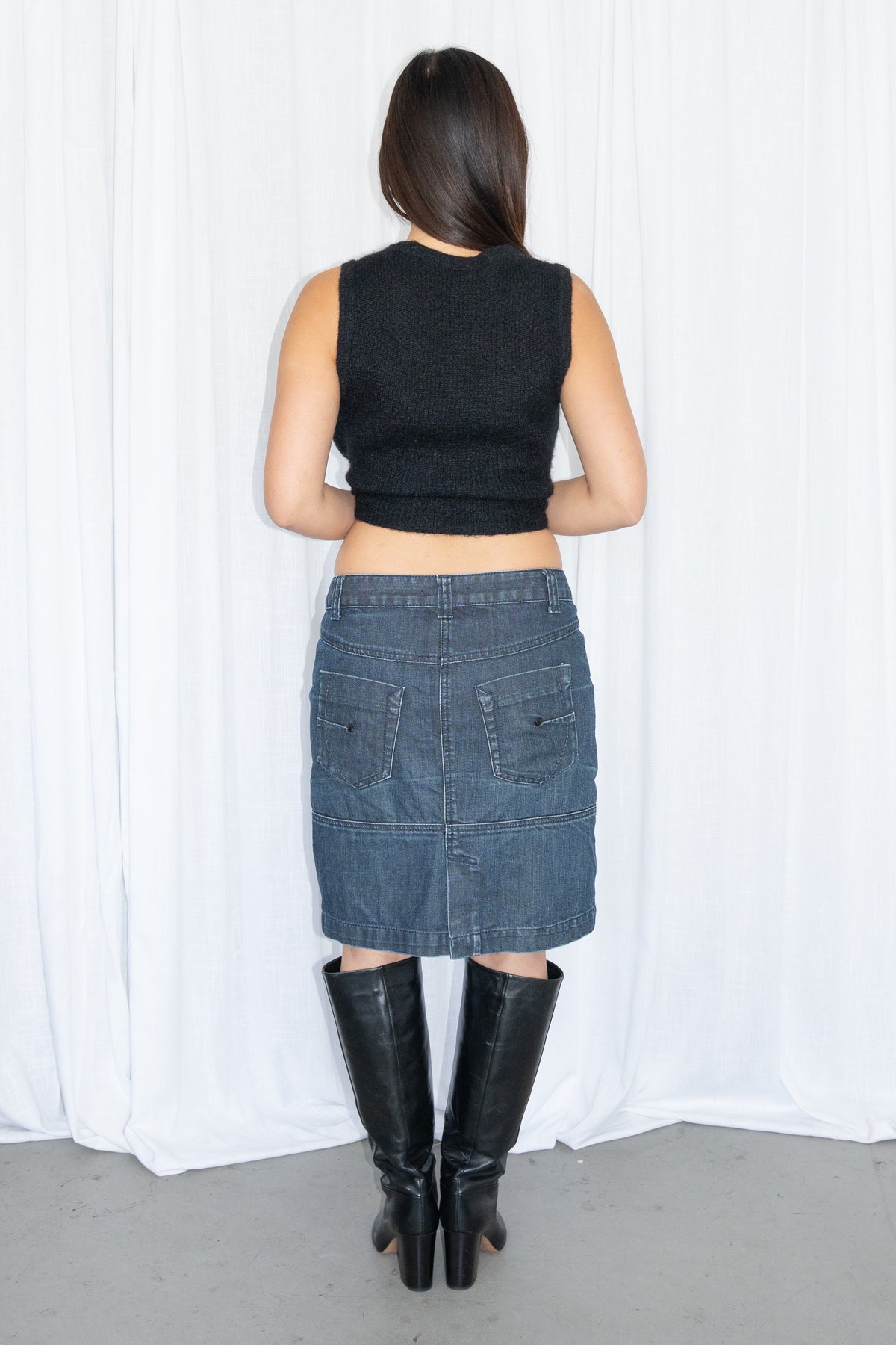 Blue Midi Straight Skirt - Size M
