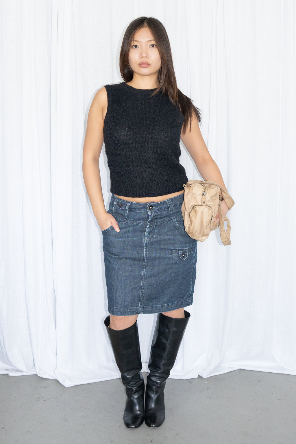 Blue Midi Straight Skirt - Size M