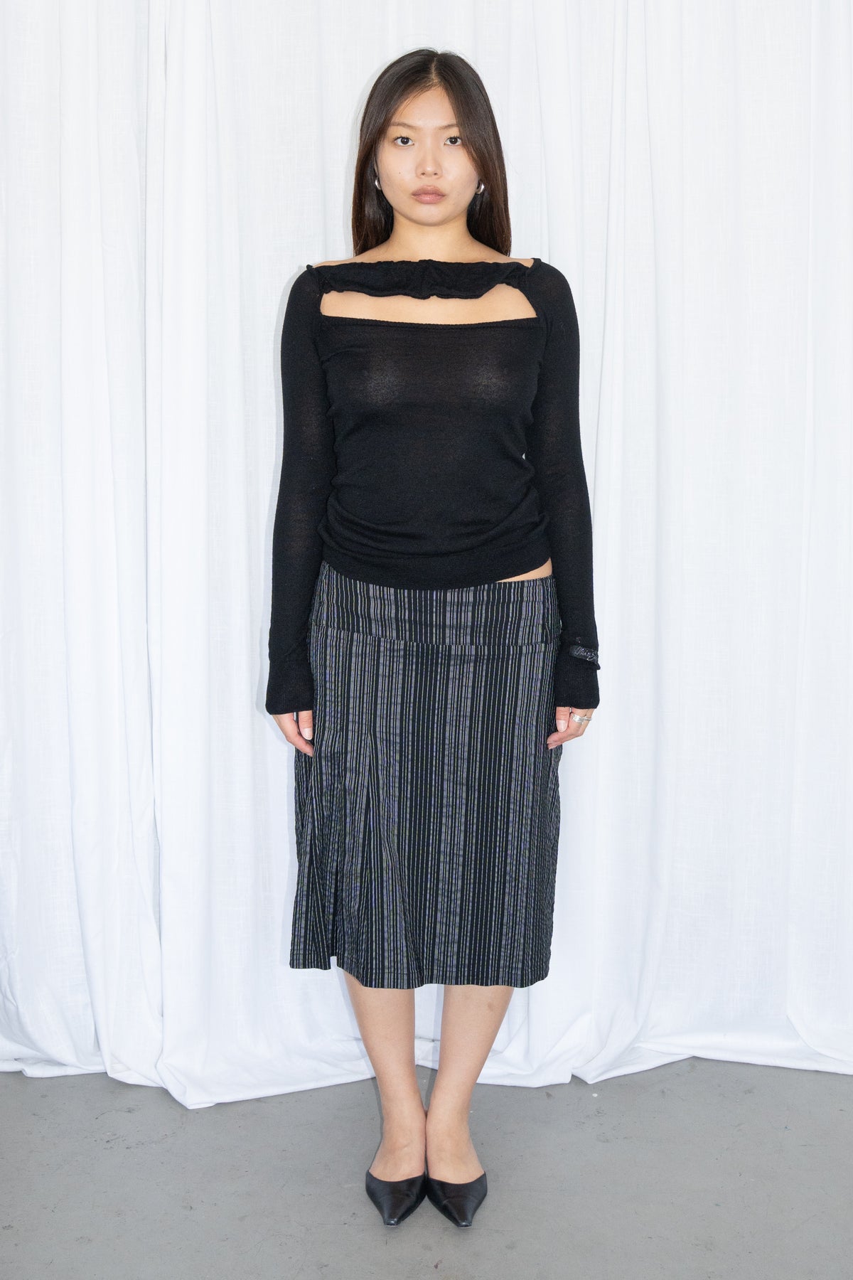 Miss Sixty Black Cut-Out Chest Top Wool - Size S