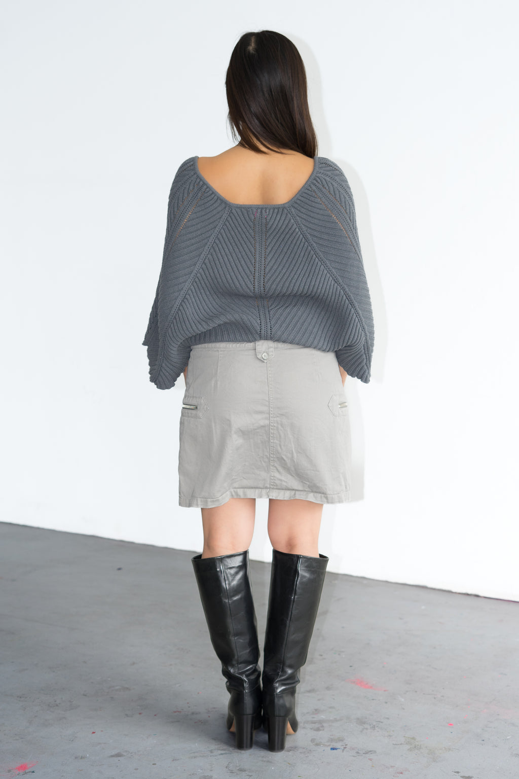 Grey Knit Butterfly Top Cotton Mix - Size M