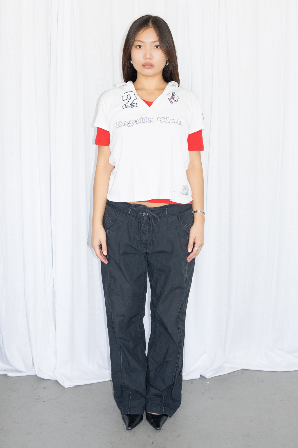 Black Drawstring Low-Rise Pants - Size L/XL