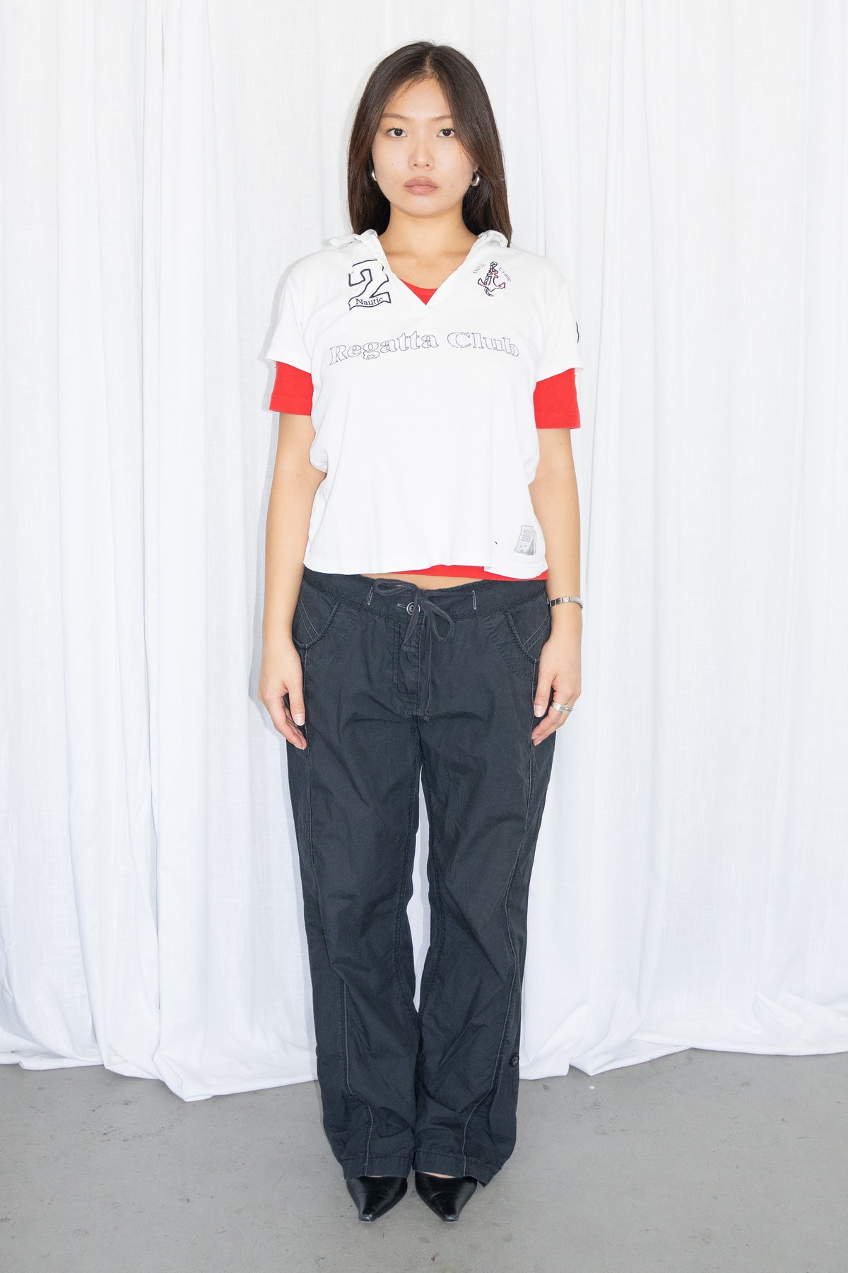 Black Drawstring Low-Rise Pants - Size L/XL