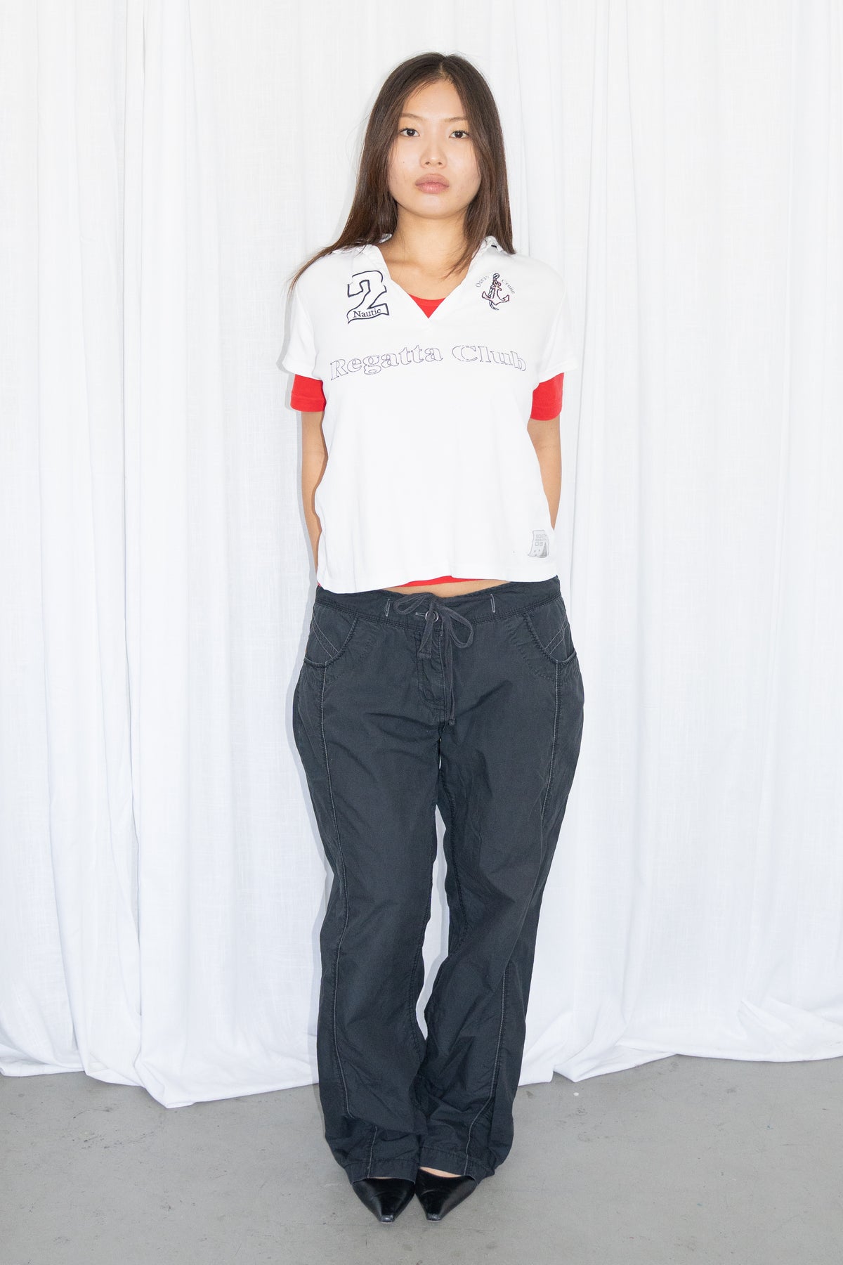 Black Drawstring Low-Rise Pants - Size L/XL