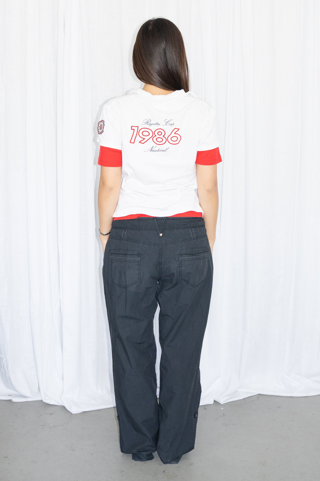 Black Drawstring Low-Rise Pants - Size L/XL