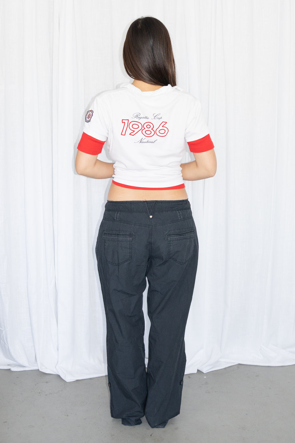 Black Drawstring Low-Rise Pants - Size L/XL