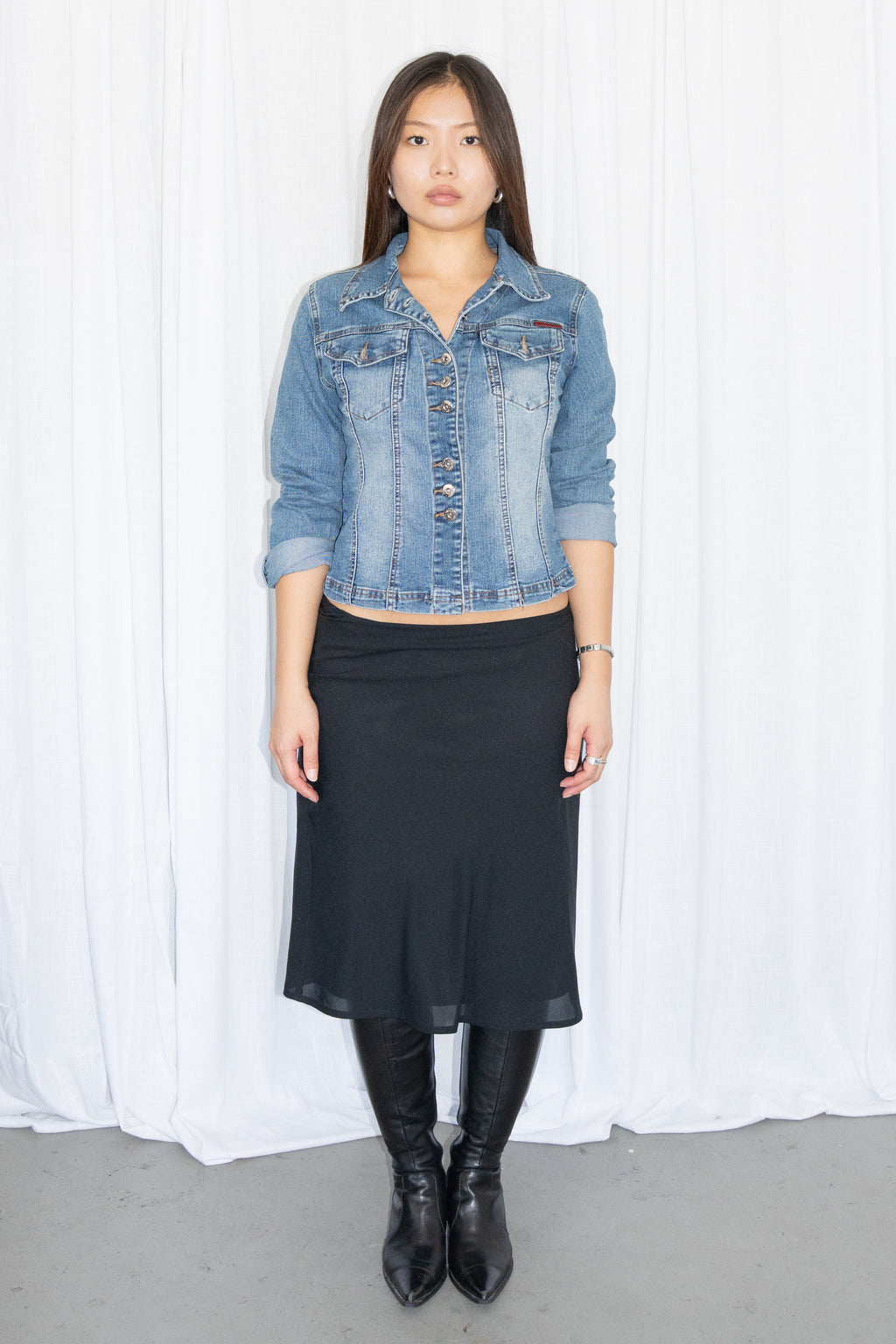 Black Straight Midi Skirt - Size M