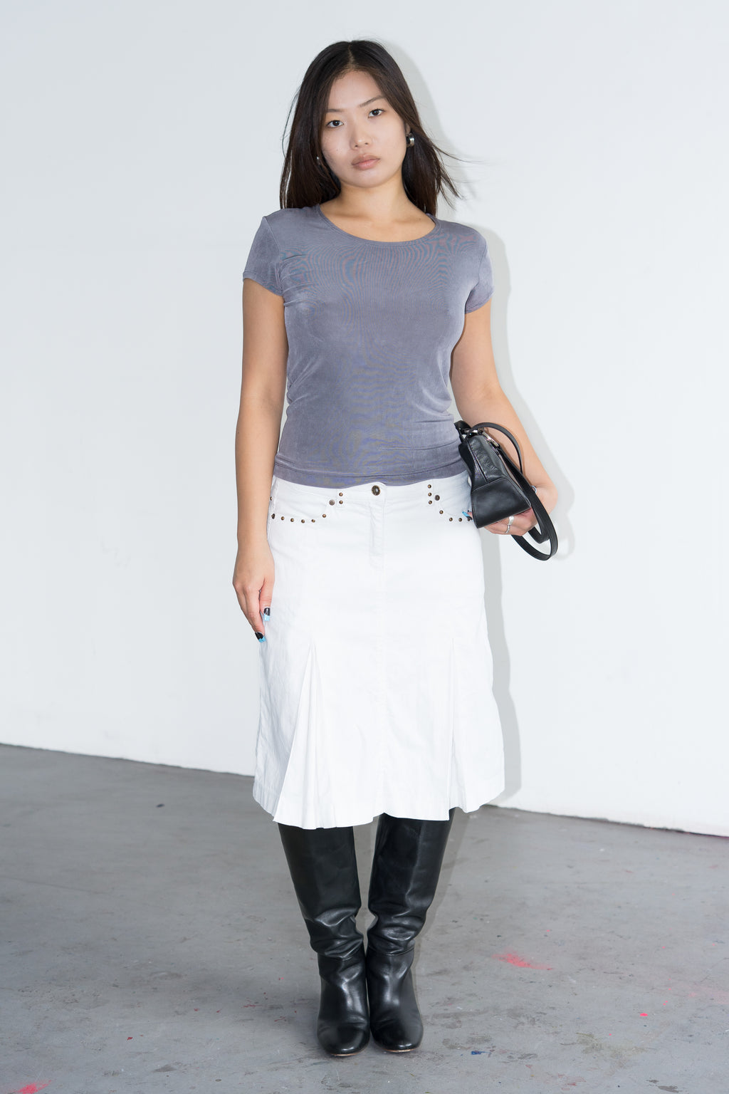 White Denim Skirt - Size L
