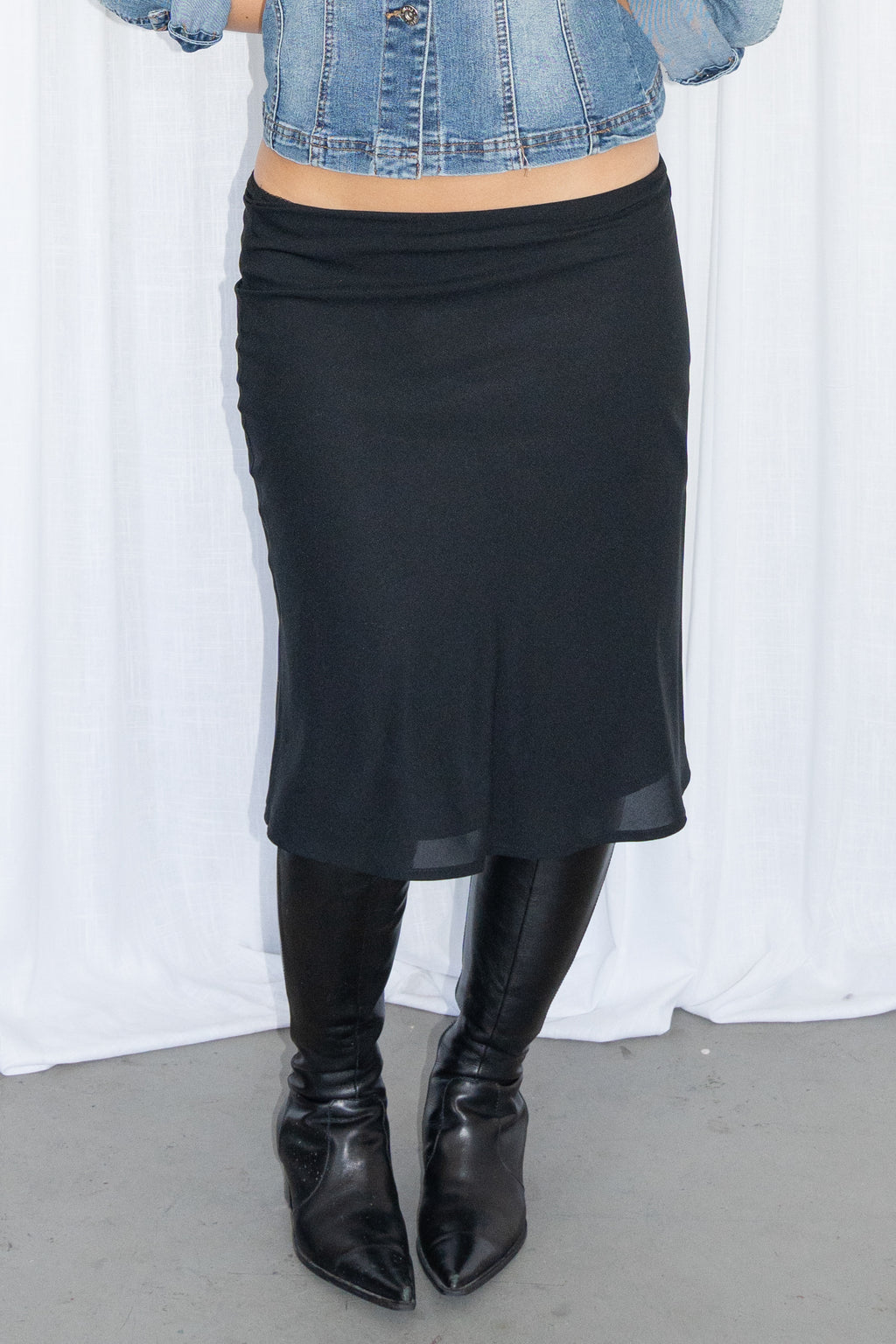 Black Straight Midi Skirt - Size M