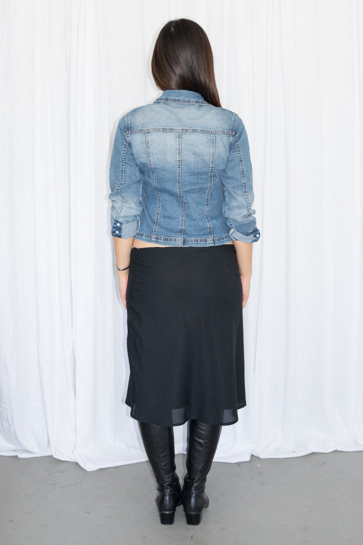 Black Straight Midi Skirt - Size M