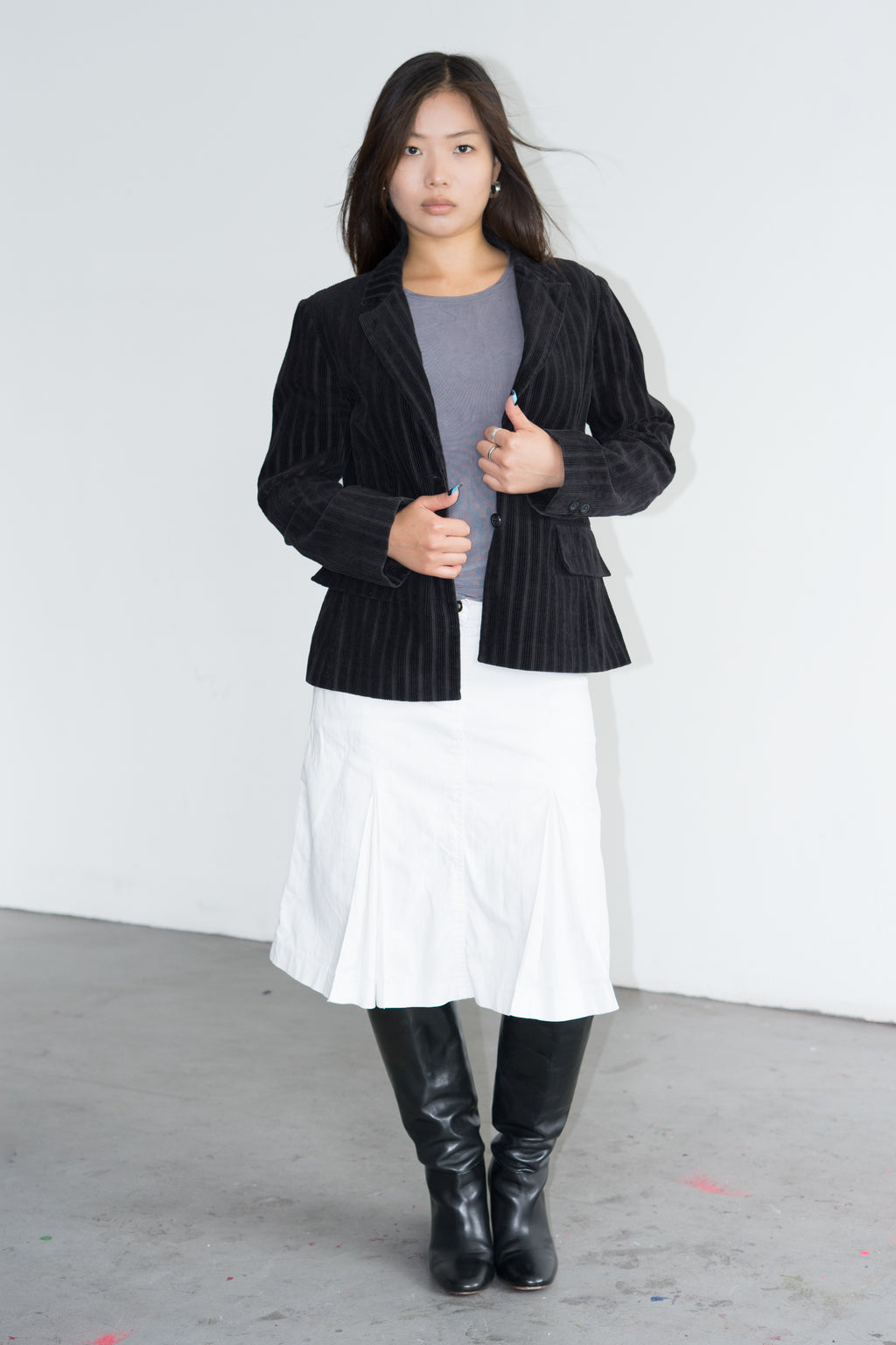 White Denim Skirt - Size L