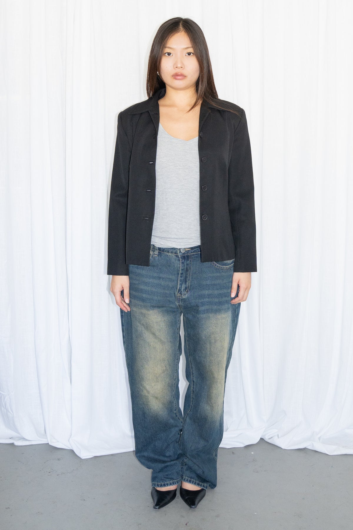 Black Tailored Wool Jacket - Size S