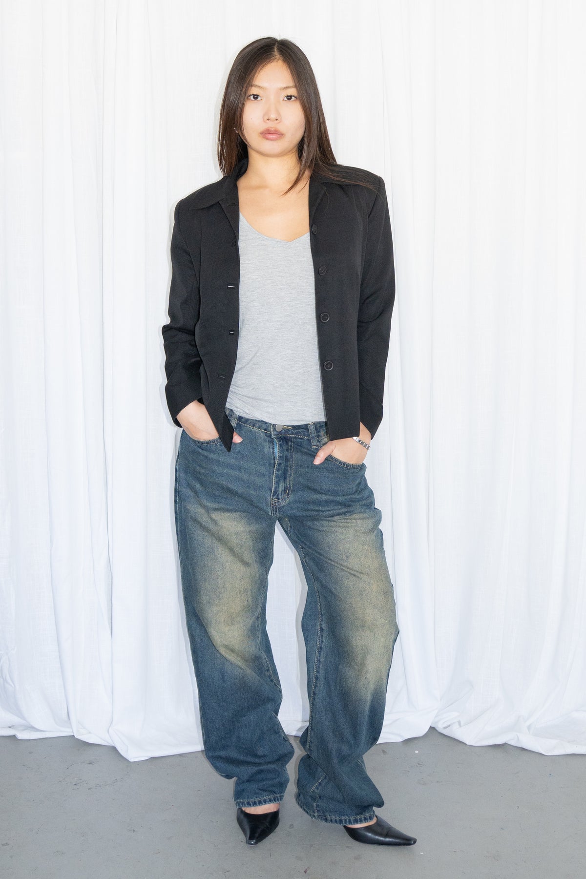 Black Tailored Wool Jacket - Size S