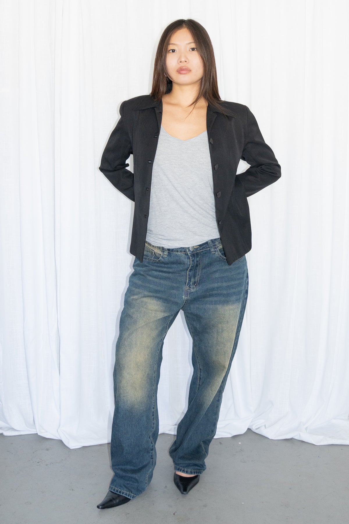 Black Tailored Wool Jacket - Size S