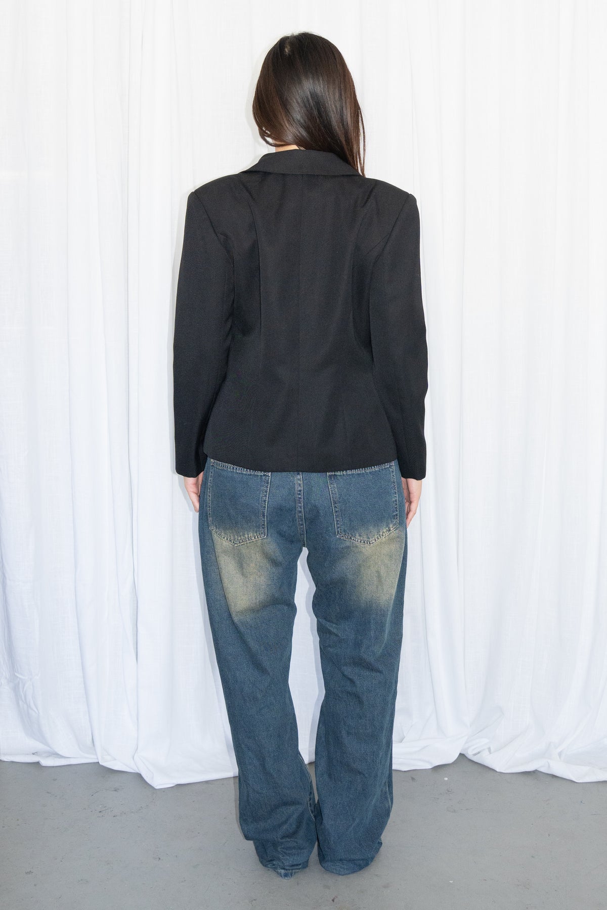 Black Tailored Wool Jacket - Size S