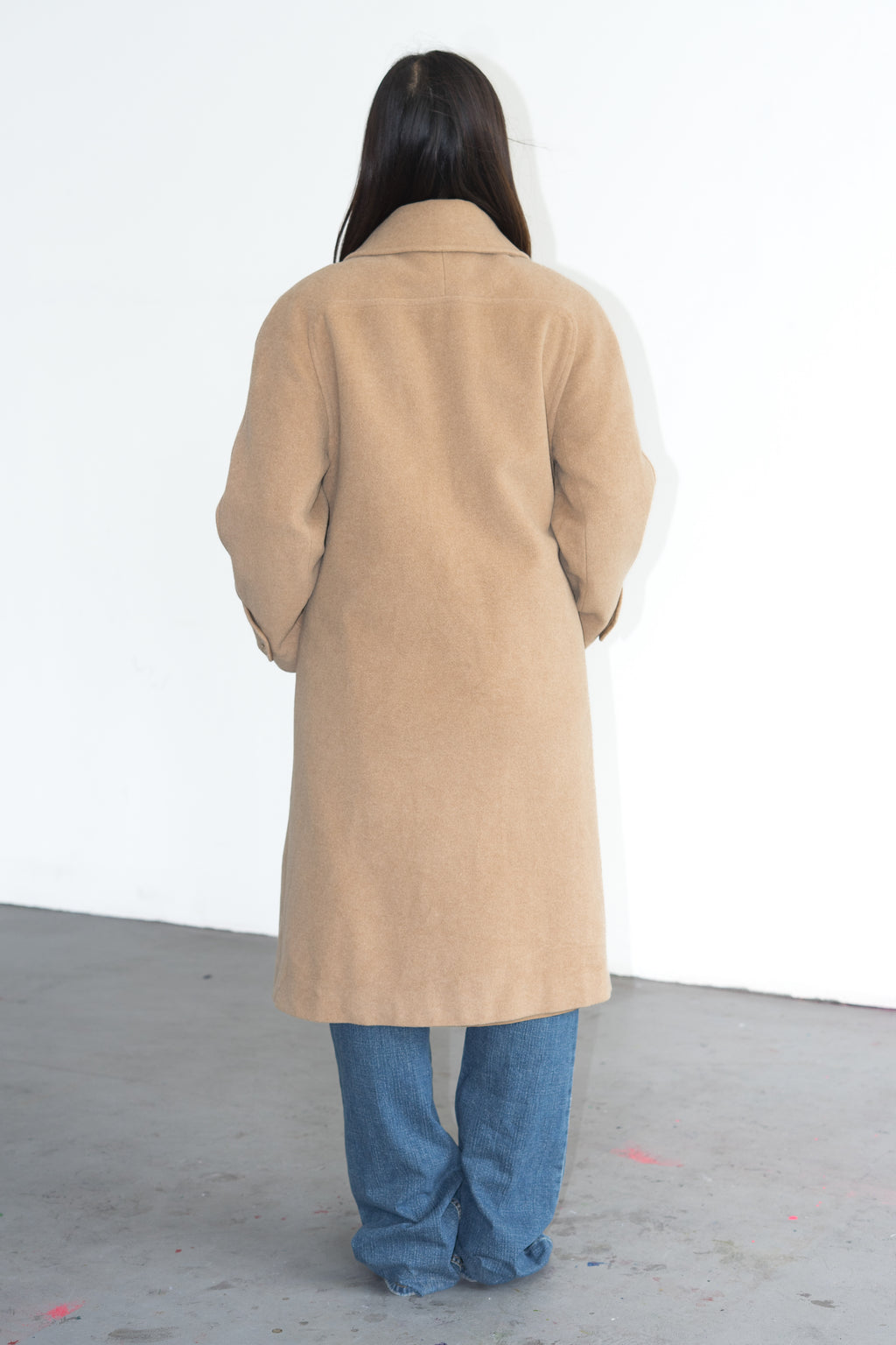 Camel Coat Cashmere Wool Made in England - Size L
