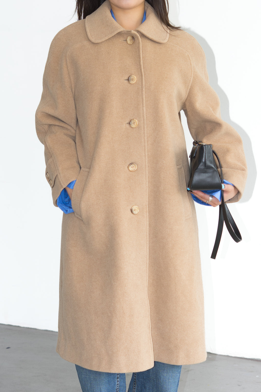 Camel Coat Cashmere Wool Made in England - Size L